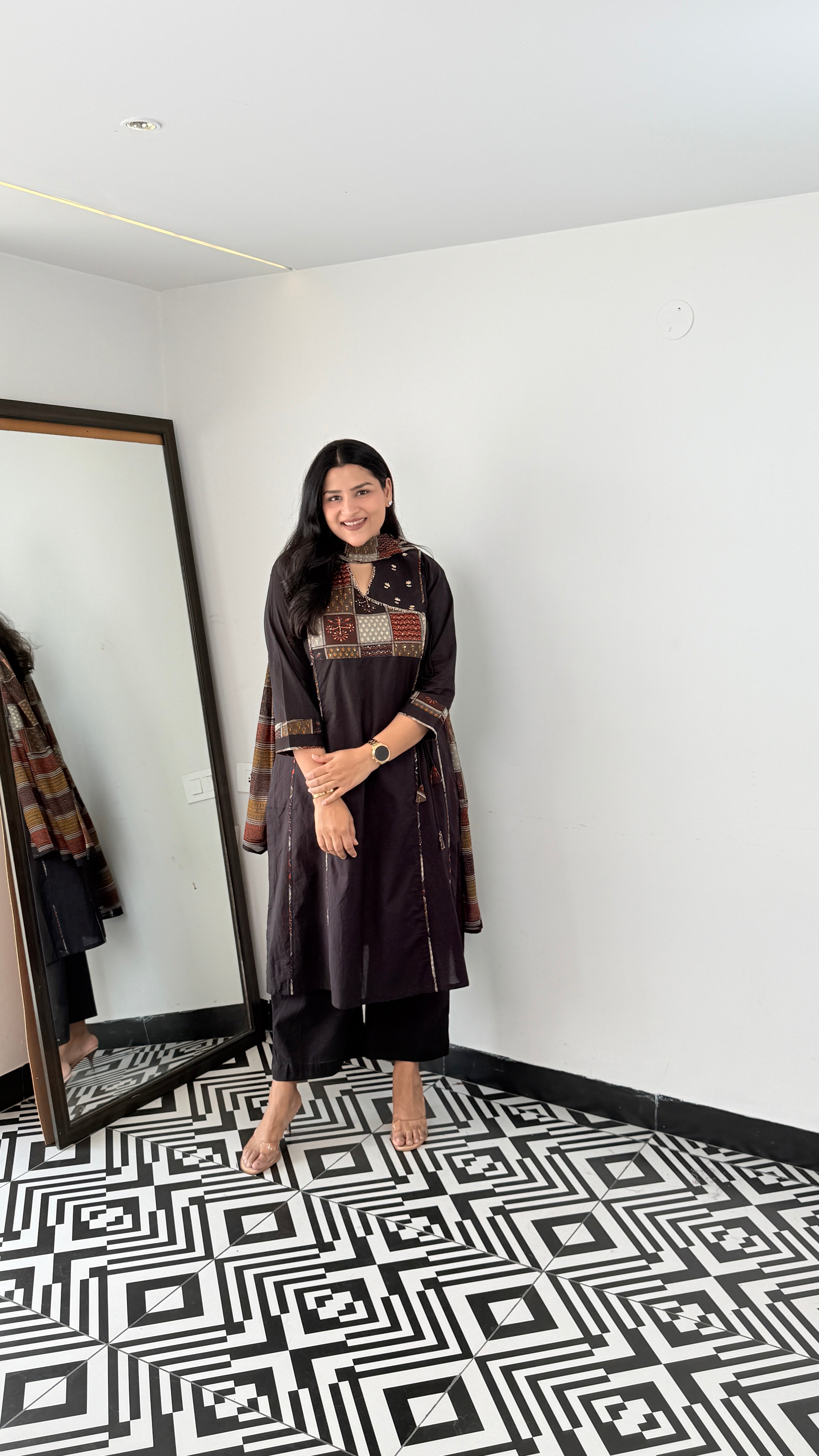 Black Angrakha A-Line Suit Set shrisa.in