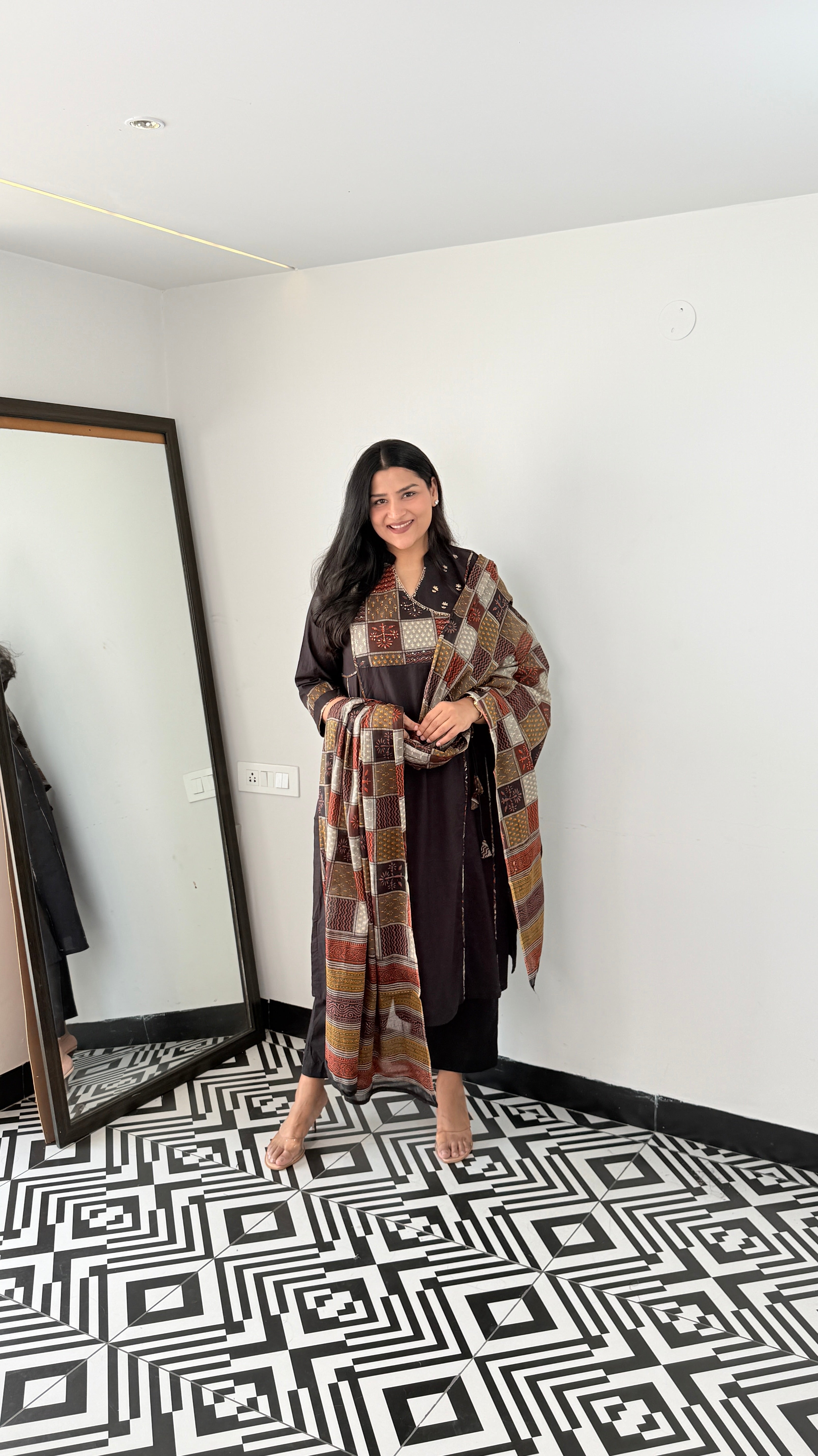 Black Angrakha A-Line Suit Set shrisa.in