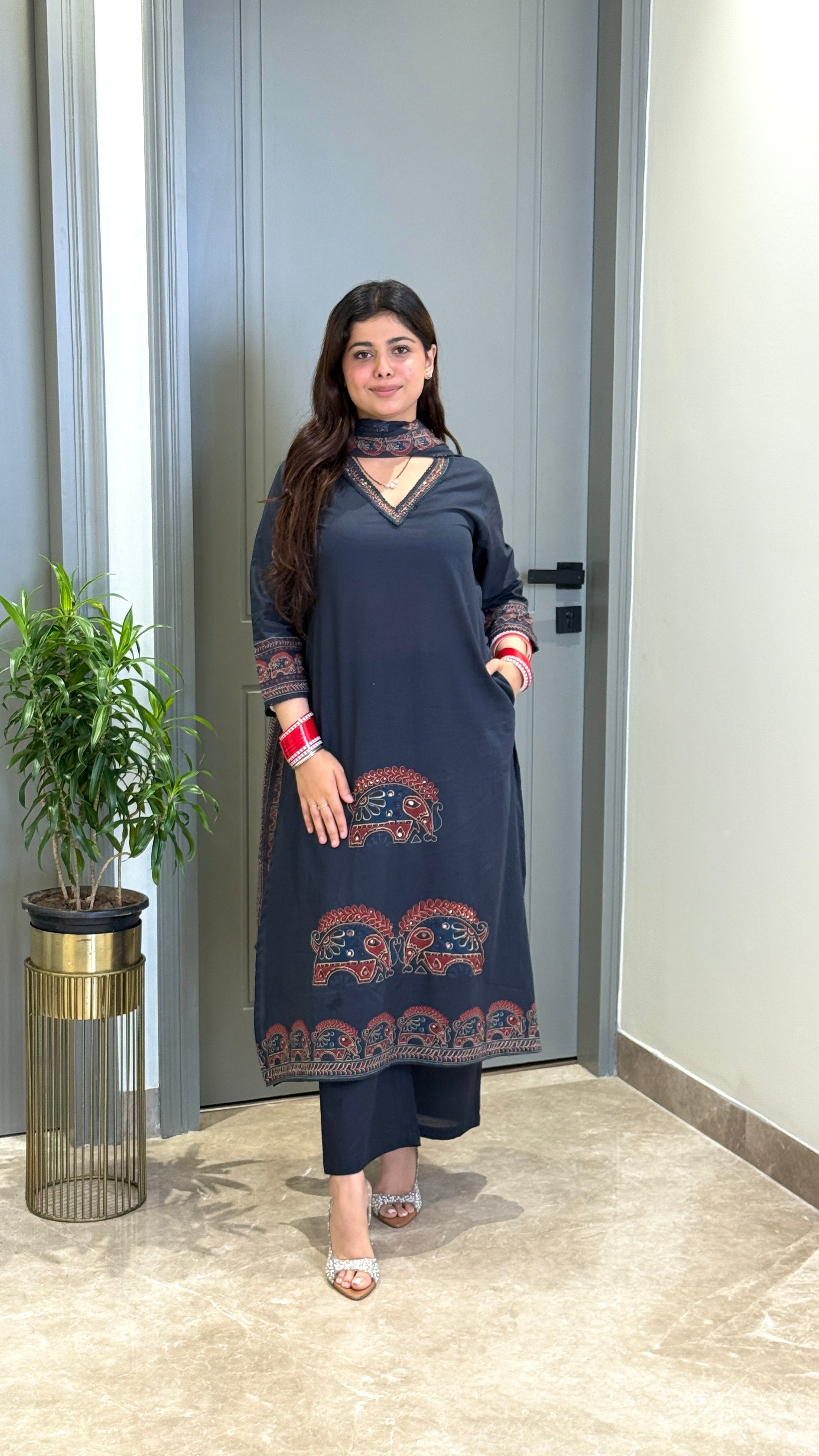Ajrakh Blue Suit Set