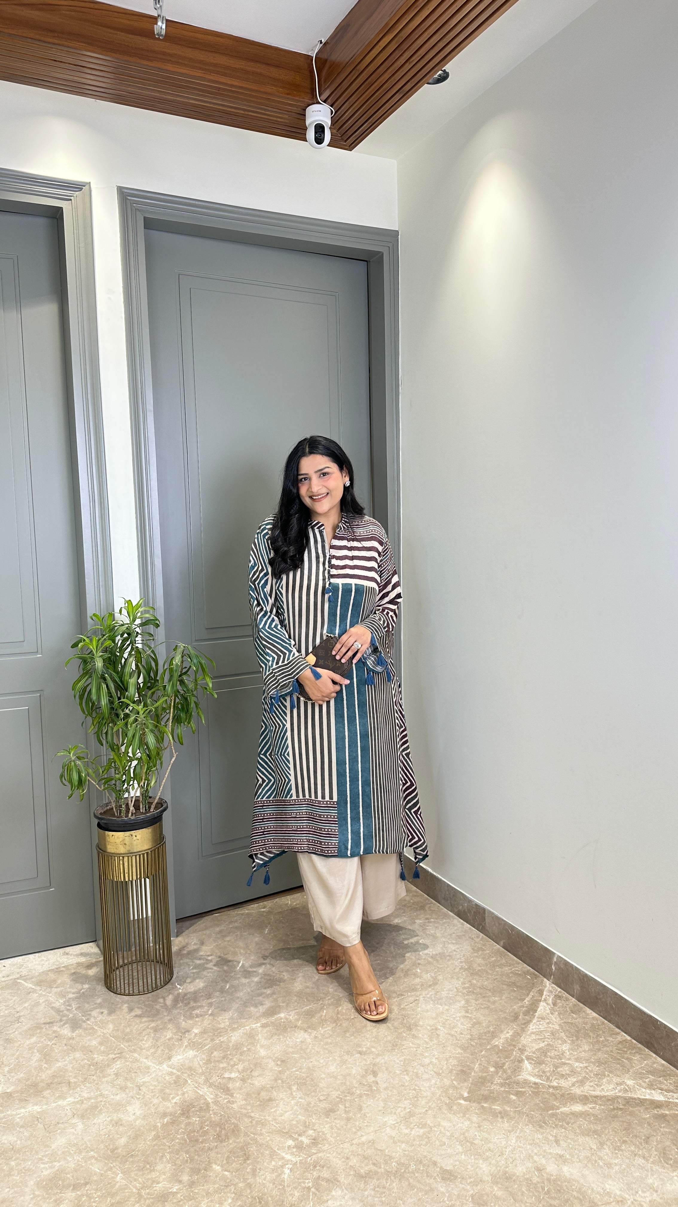 Blue Lines Crepe Kurta Pants shrisa.in
