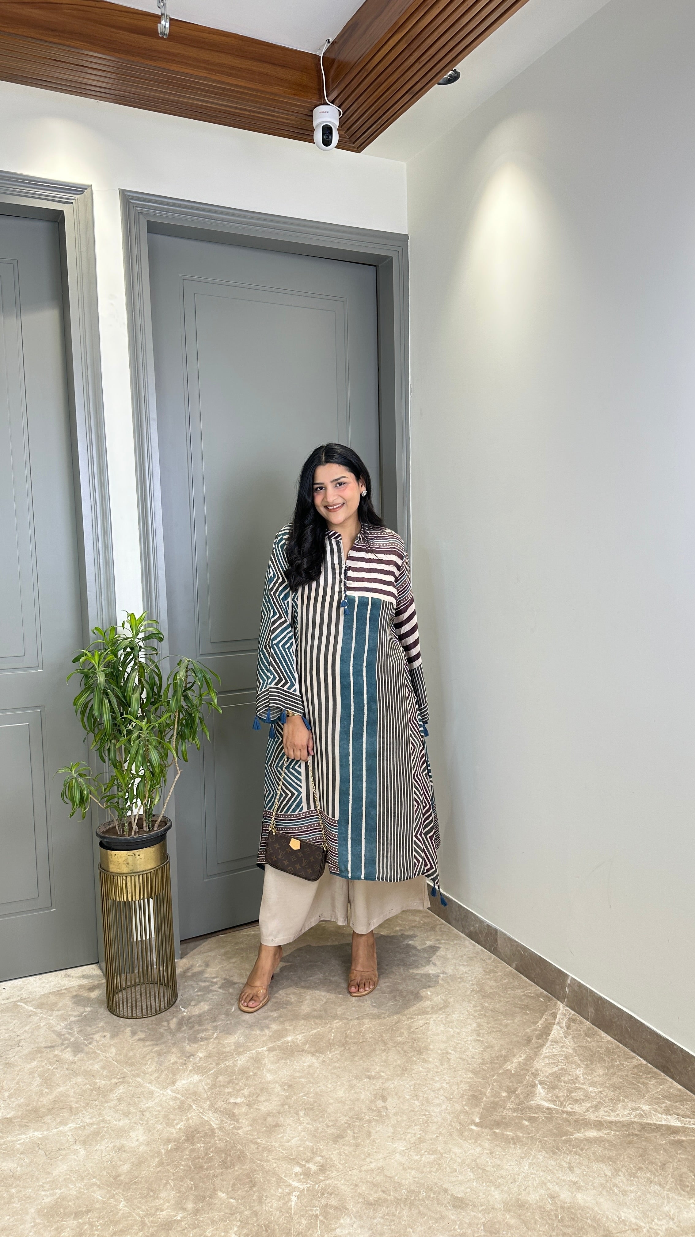 Blue Lines Crepe Kurta Pants shrisa.in