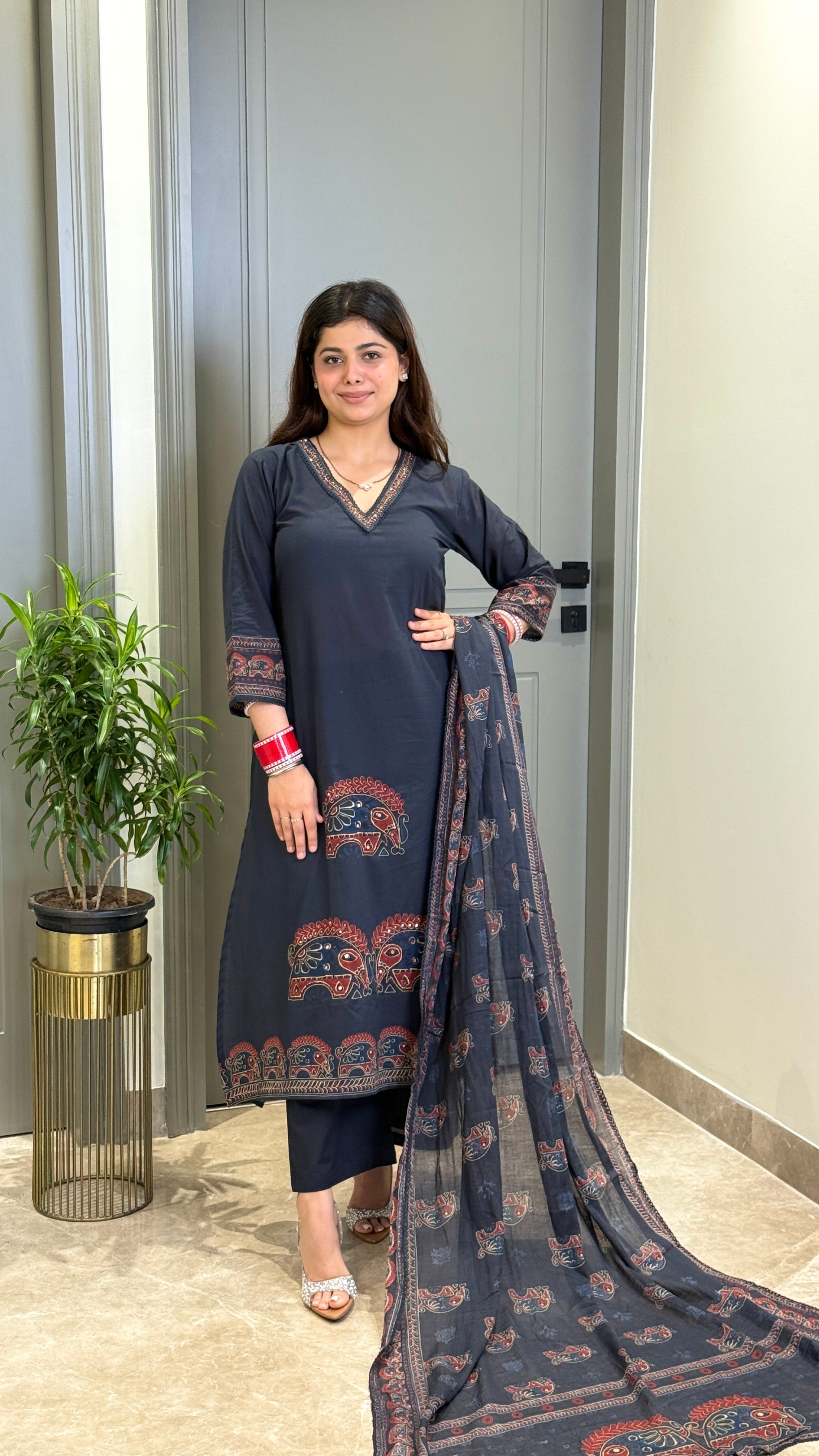 Ajrakh Blue Suit Set