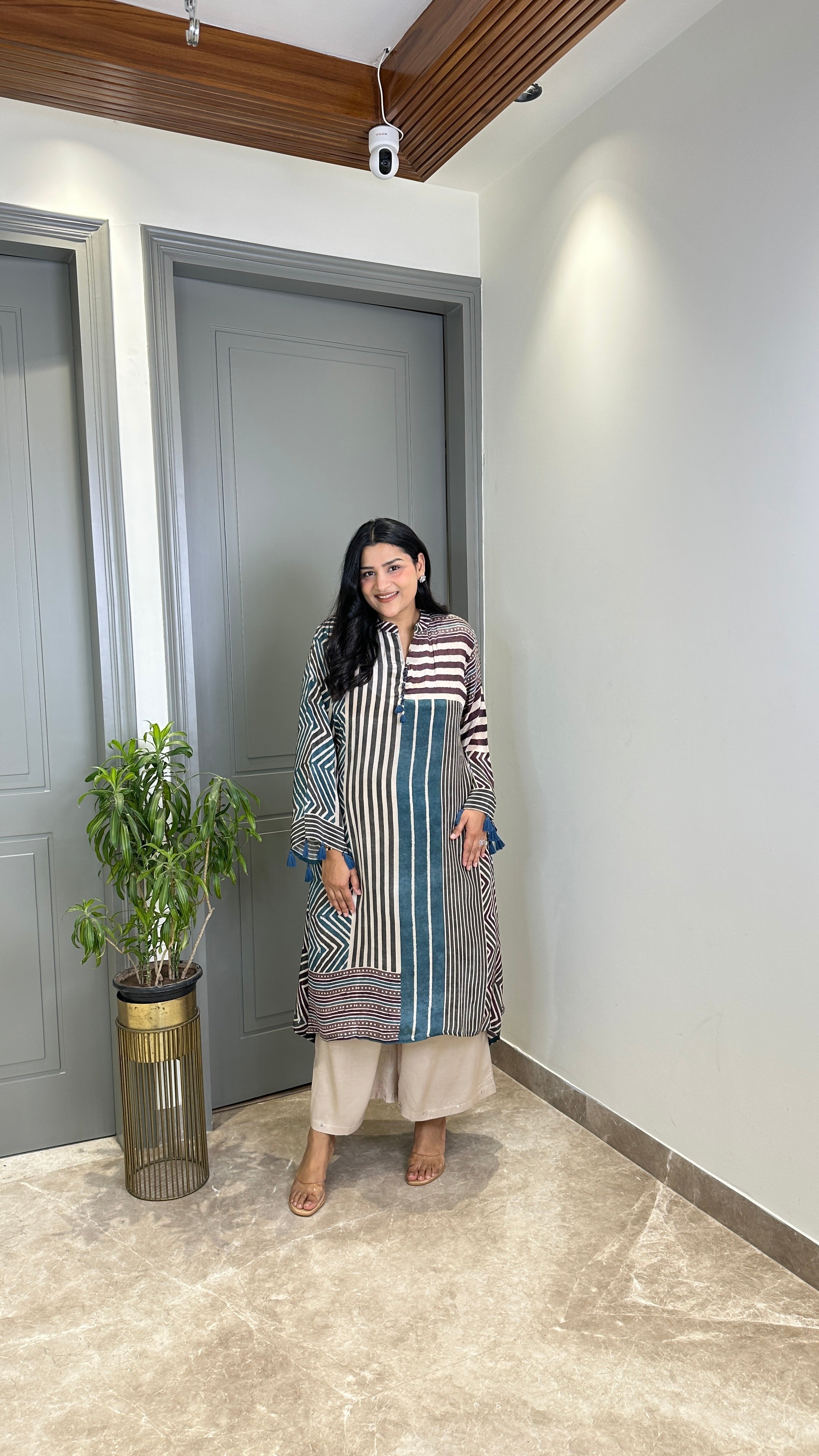 Blue Lines Crepe Kurta Pants shrisa.in