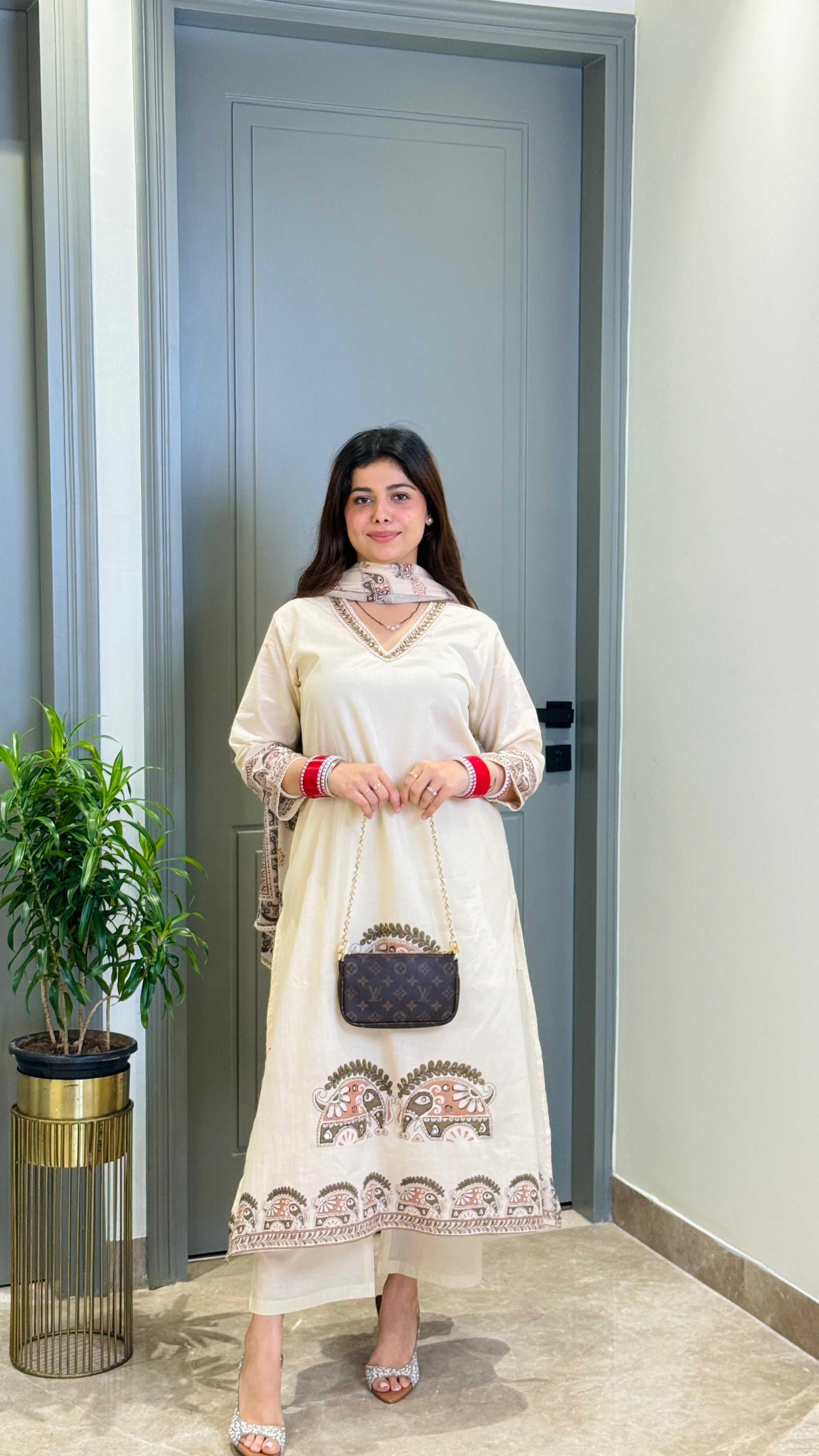 Ajrakh Ivory Suit Set