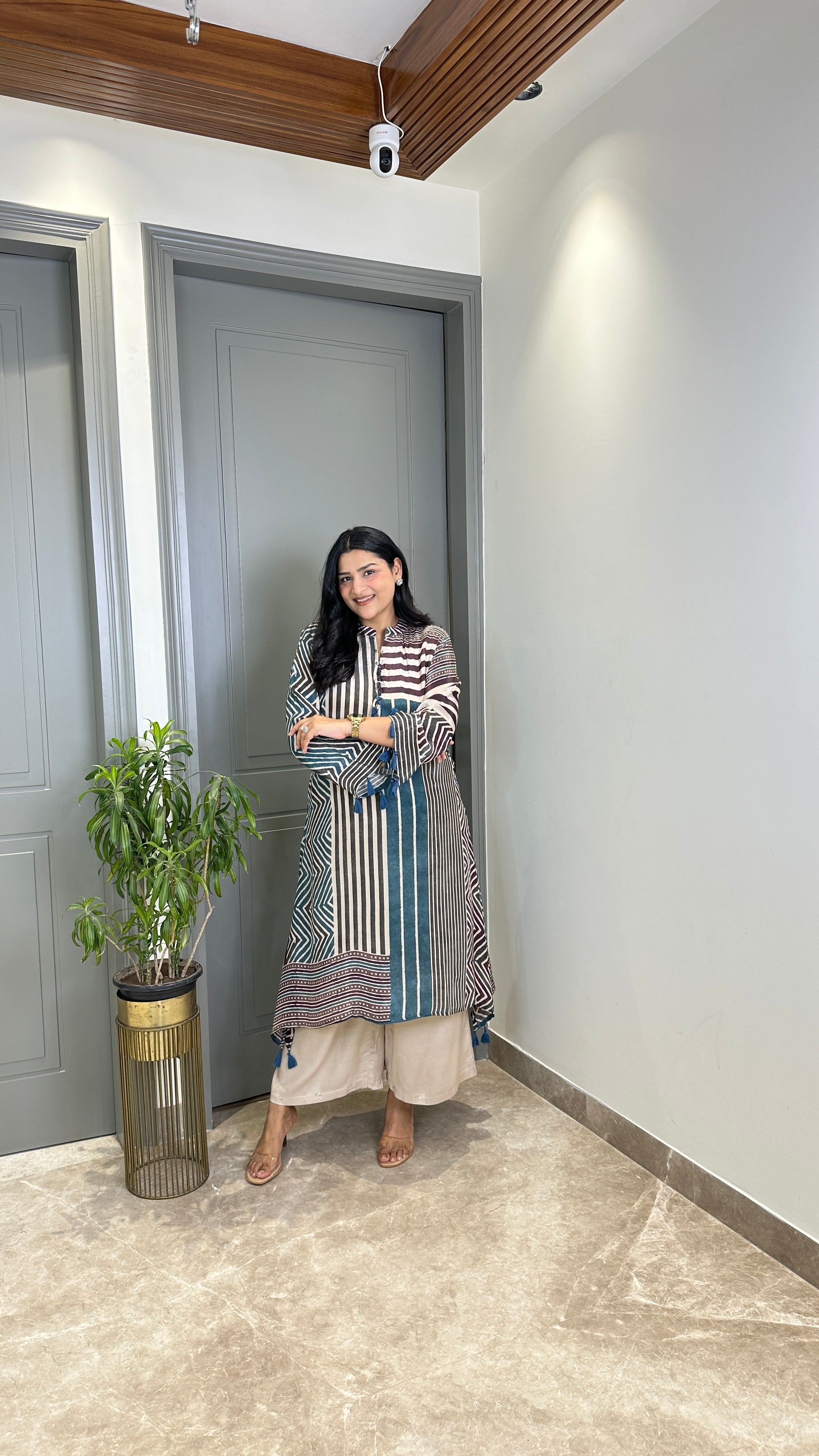 Blue Lines Crepe Kurta Pants shrisa.in