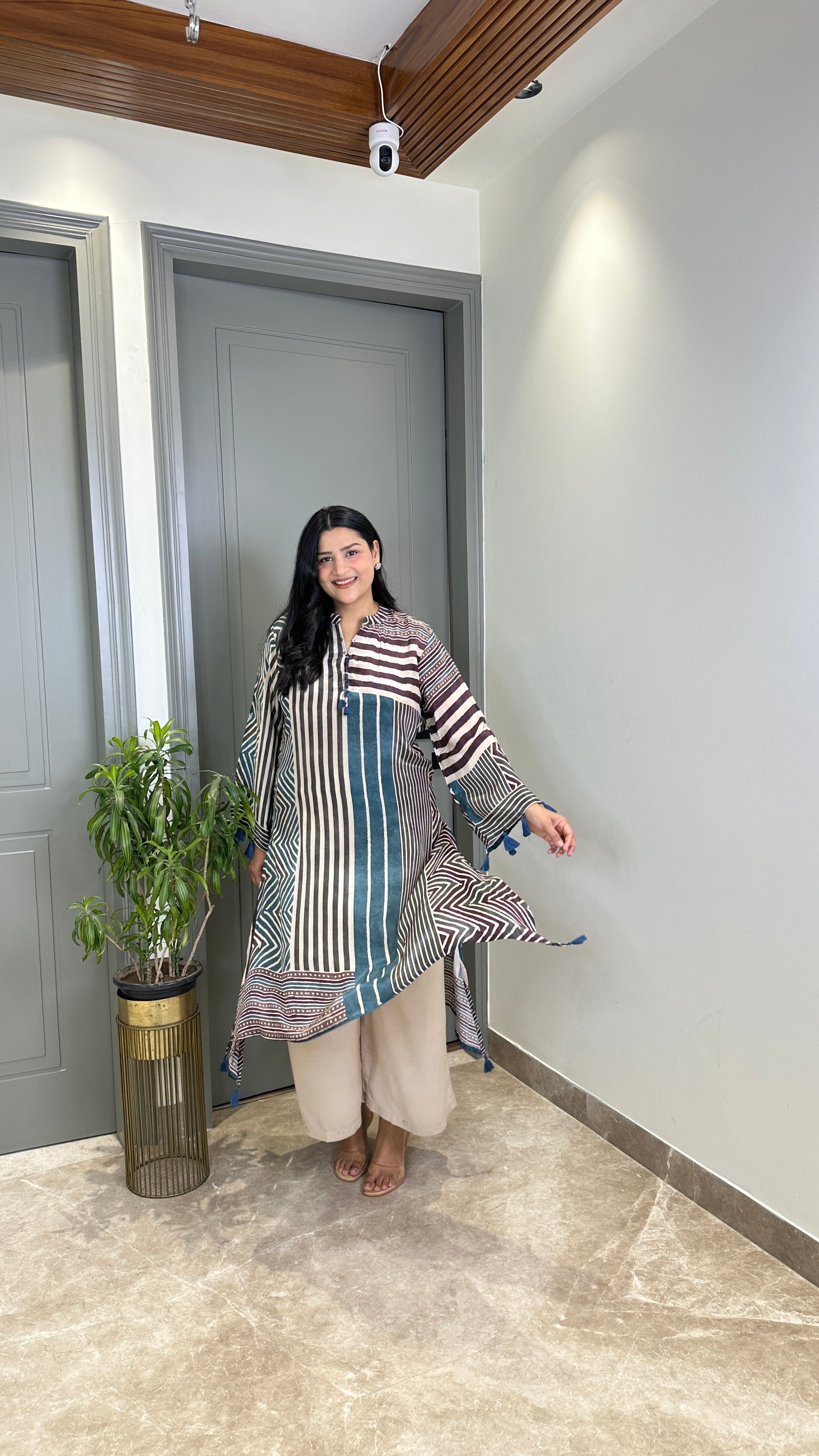 Blue Lines Crepe Kurta Pants shrisa.in