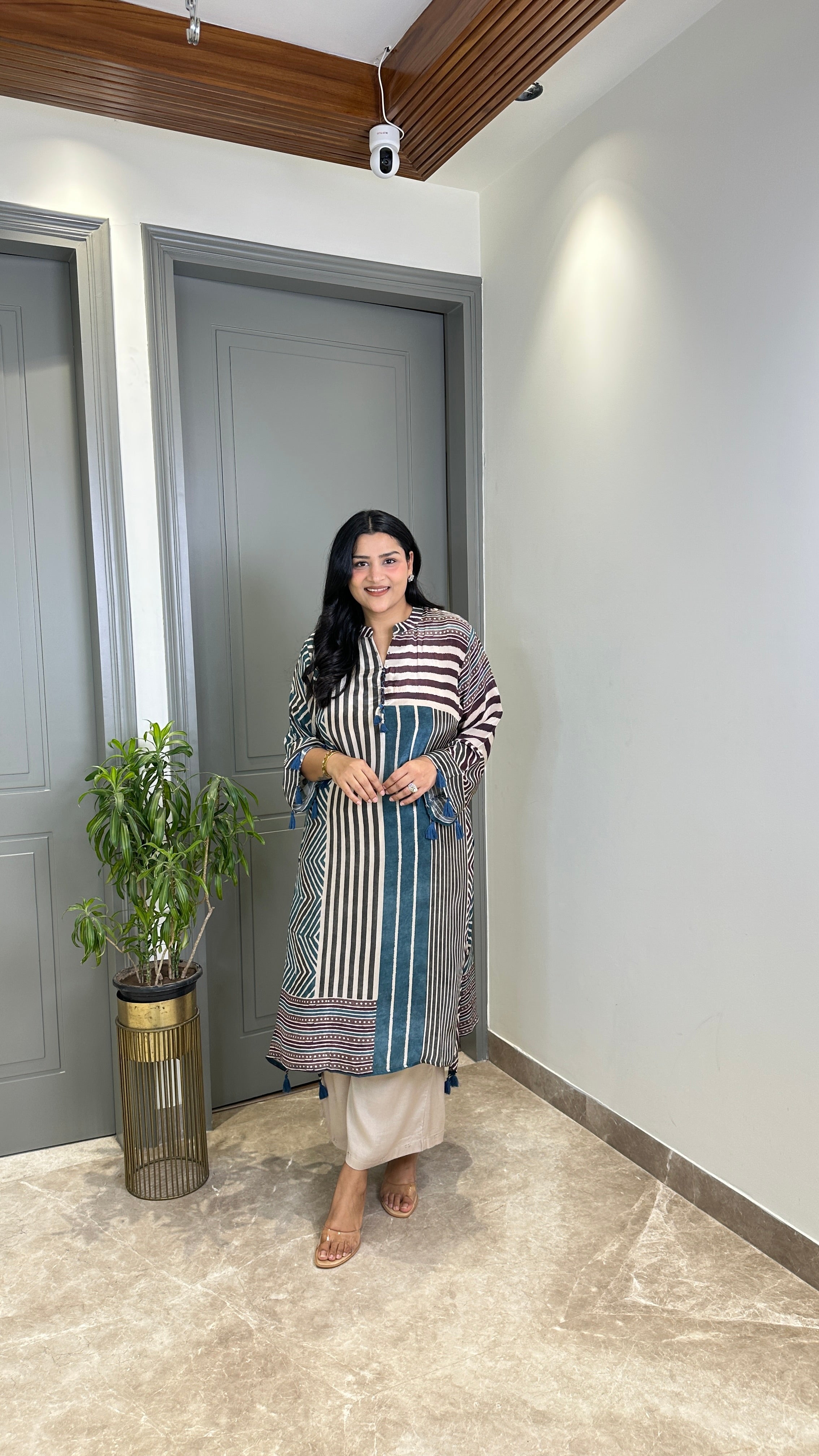 Blue Lines Crepe Kurta Pants shrisa.in