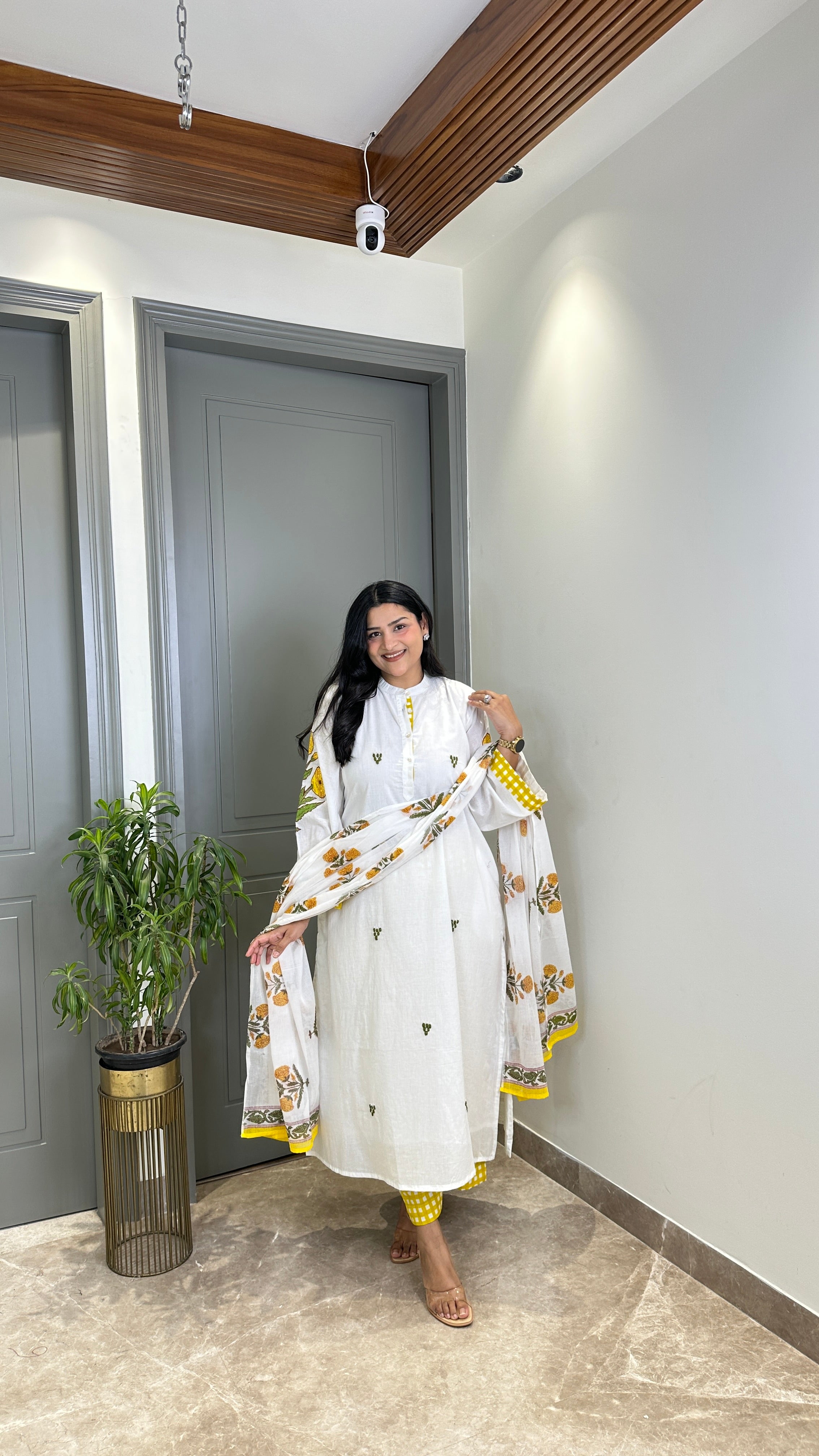 Yellow Jaipuri Boota Suit Set shrisa.in