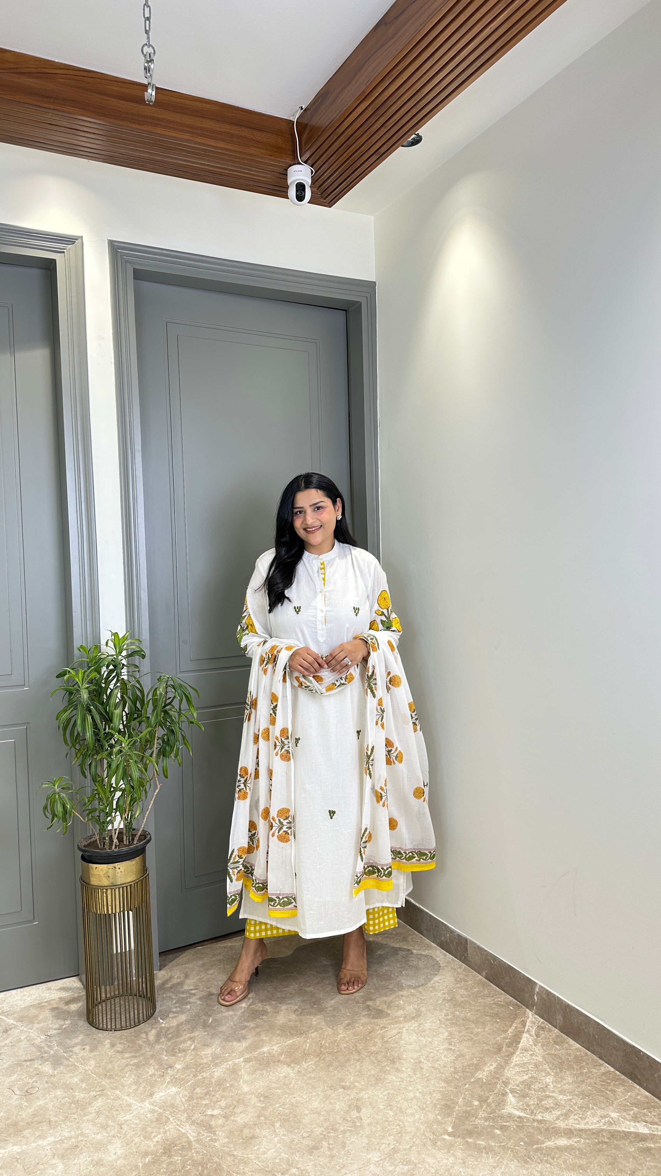Yellow Jaipuri Boota Suit Set shrisa.in