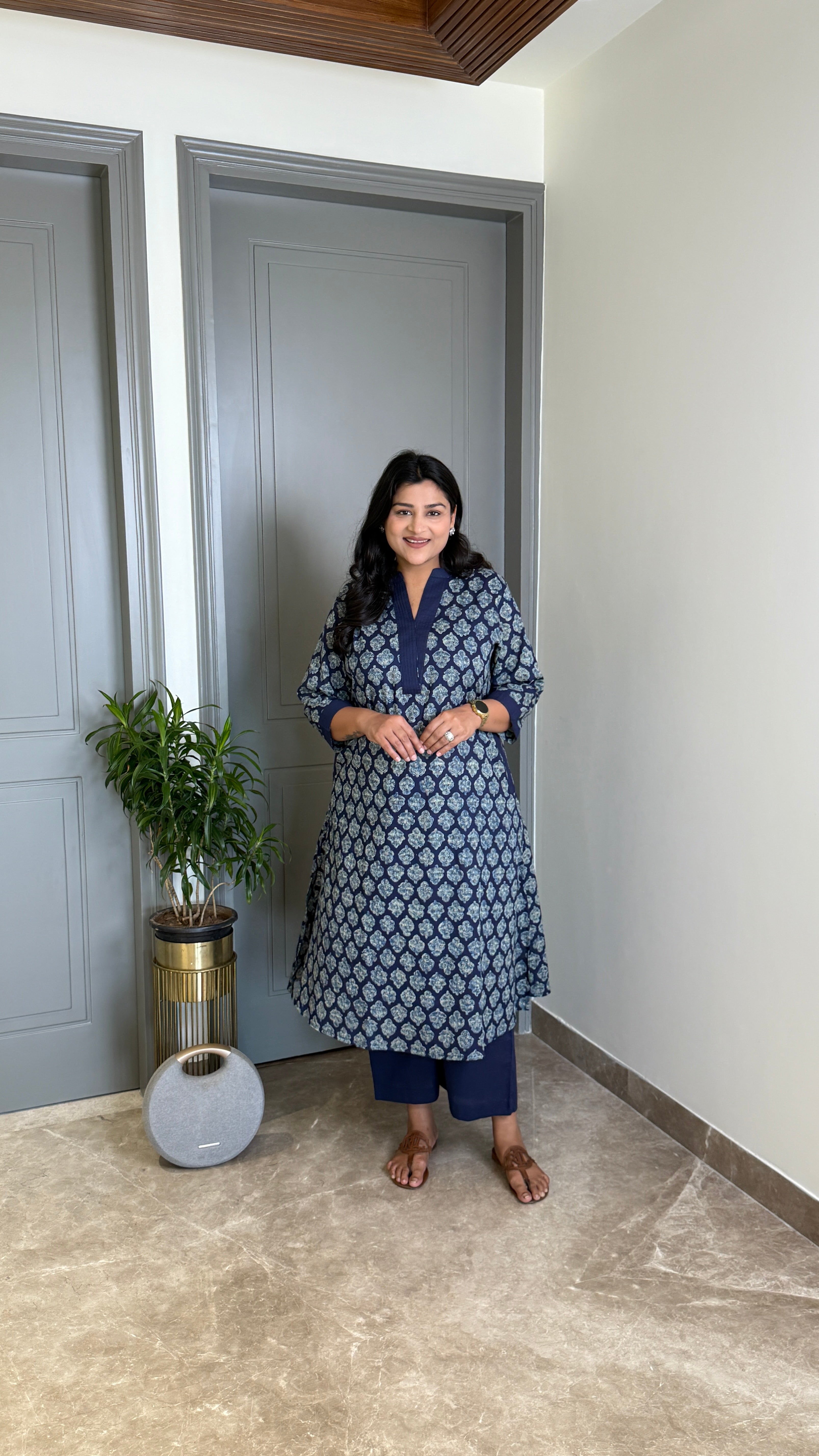 Indigo Handblock Kurta Pants