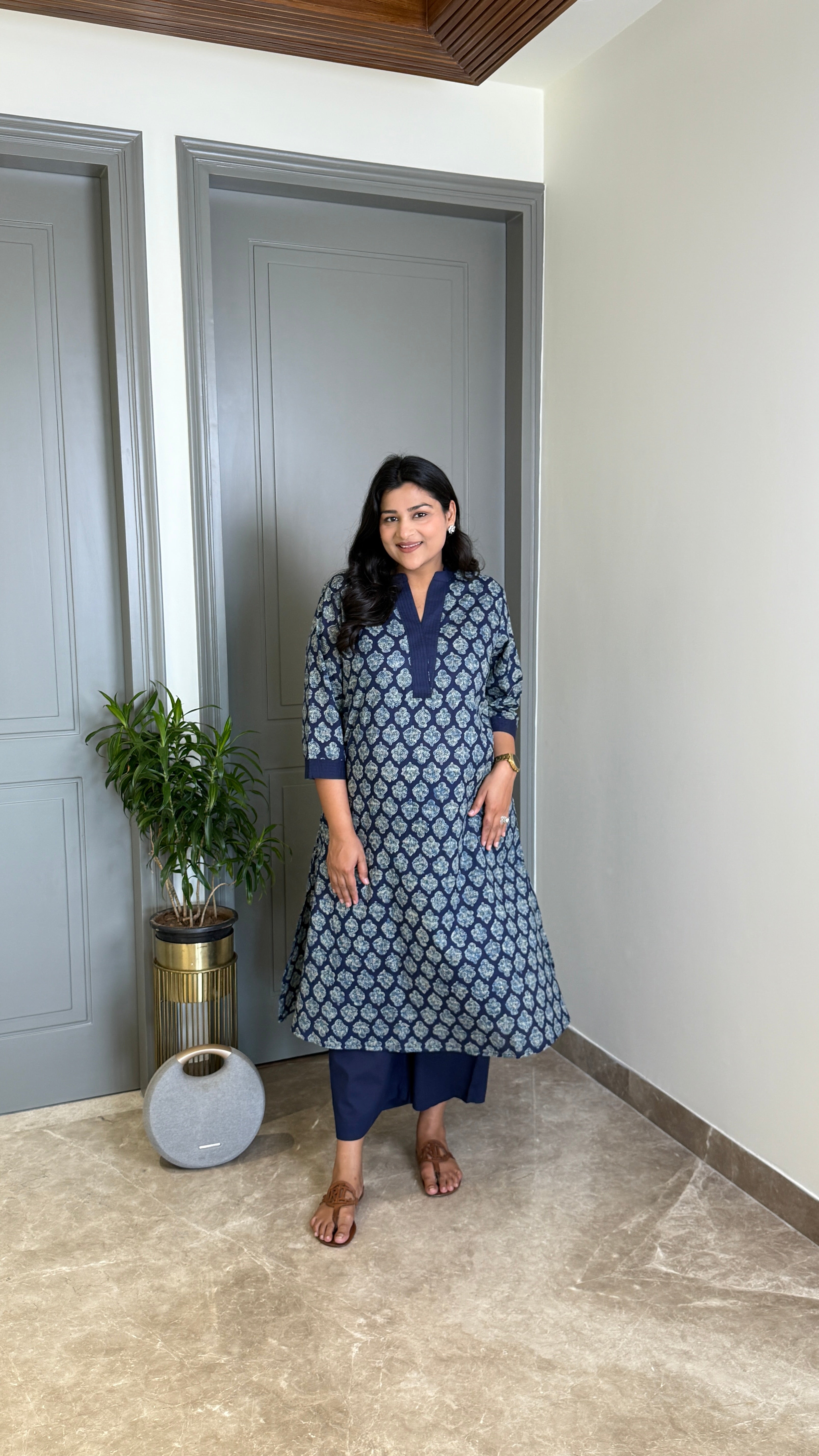 Indigo Handblock Kurta Pants