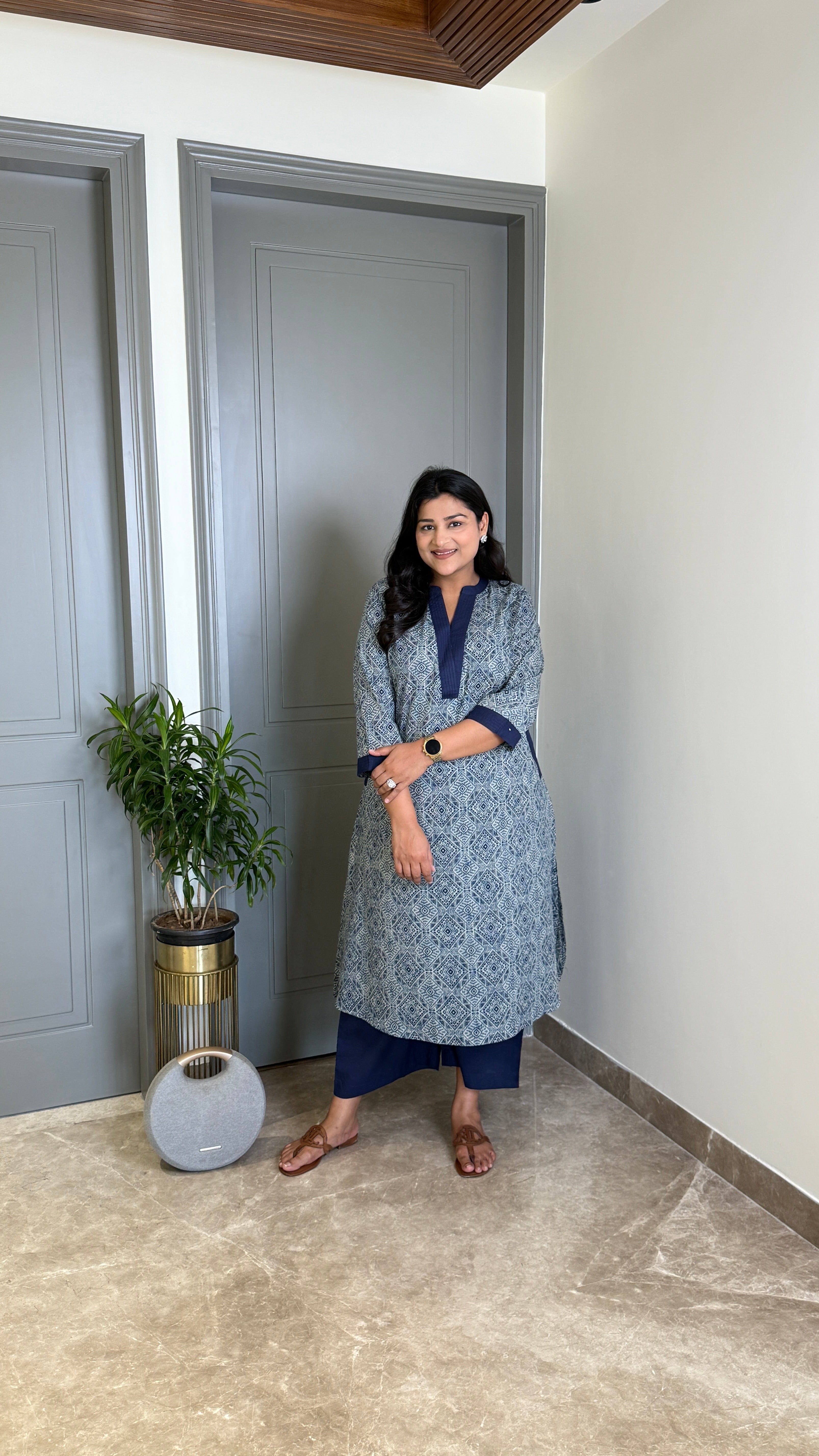 Indigo Geometric Kurta Pants