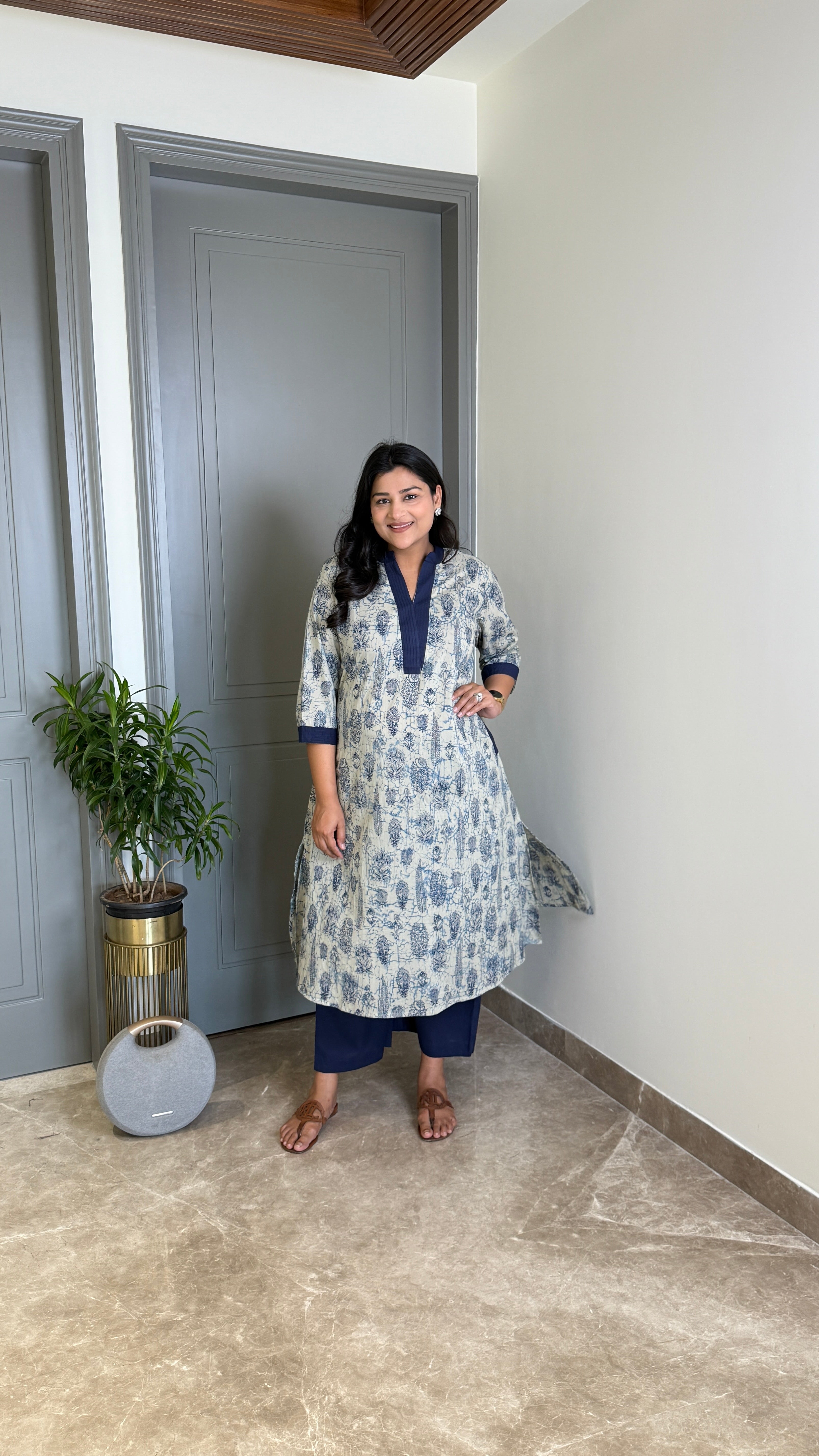 Indigo Discharge Kurta Pants