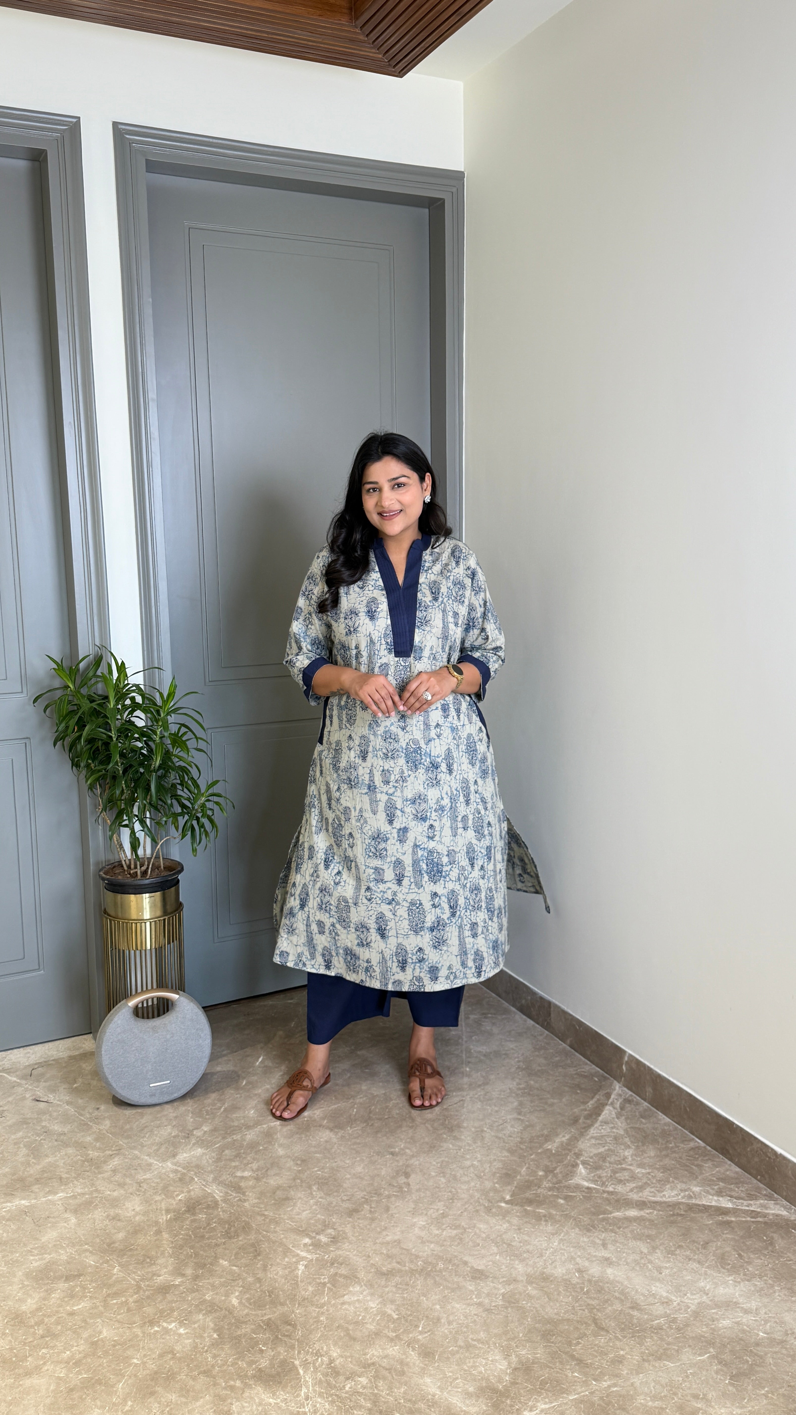 Indigo Discharge Kurta Pants