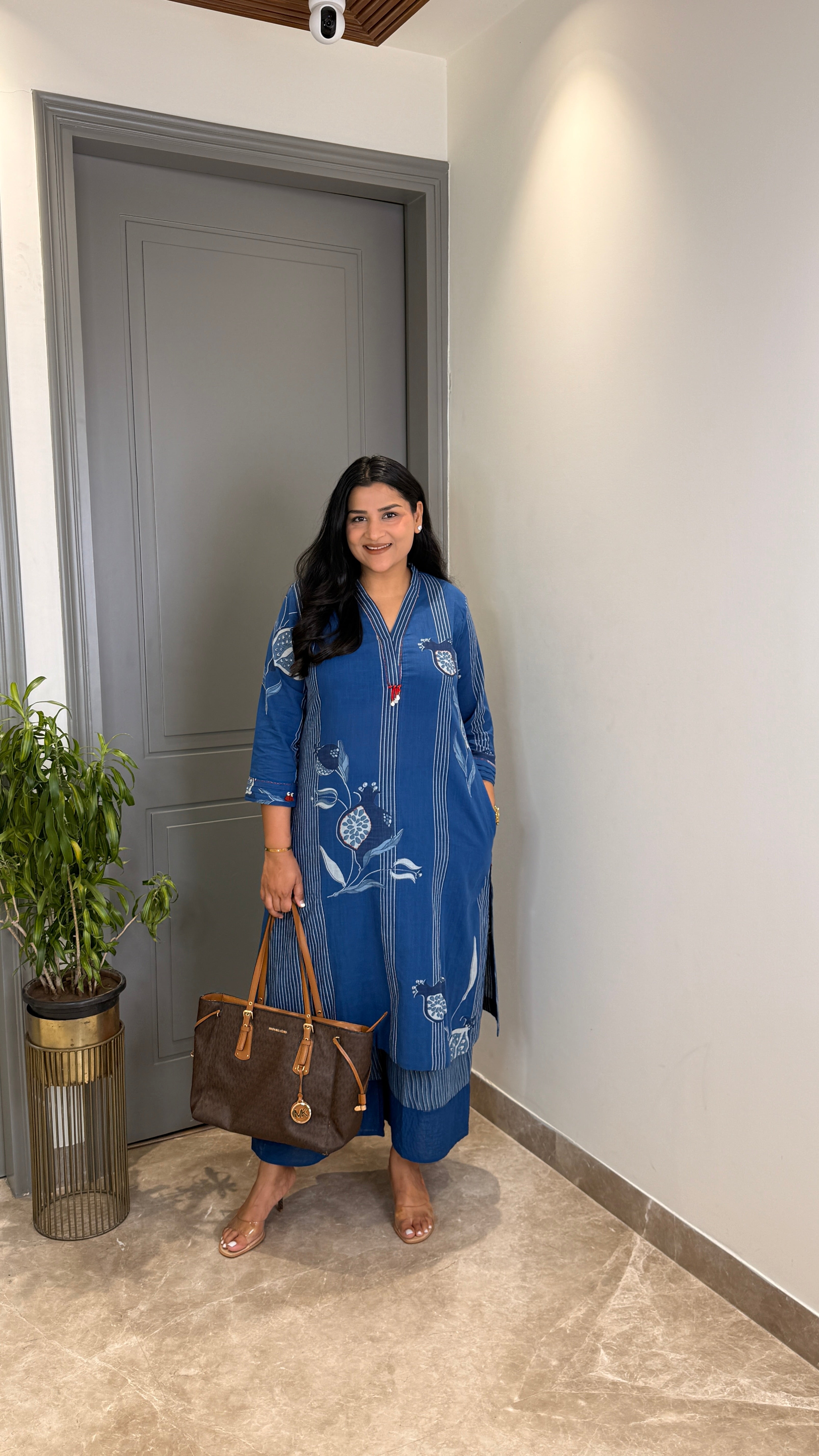Blue Stripes Pure Cotton Kurta Pants shrisa.in