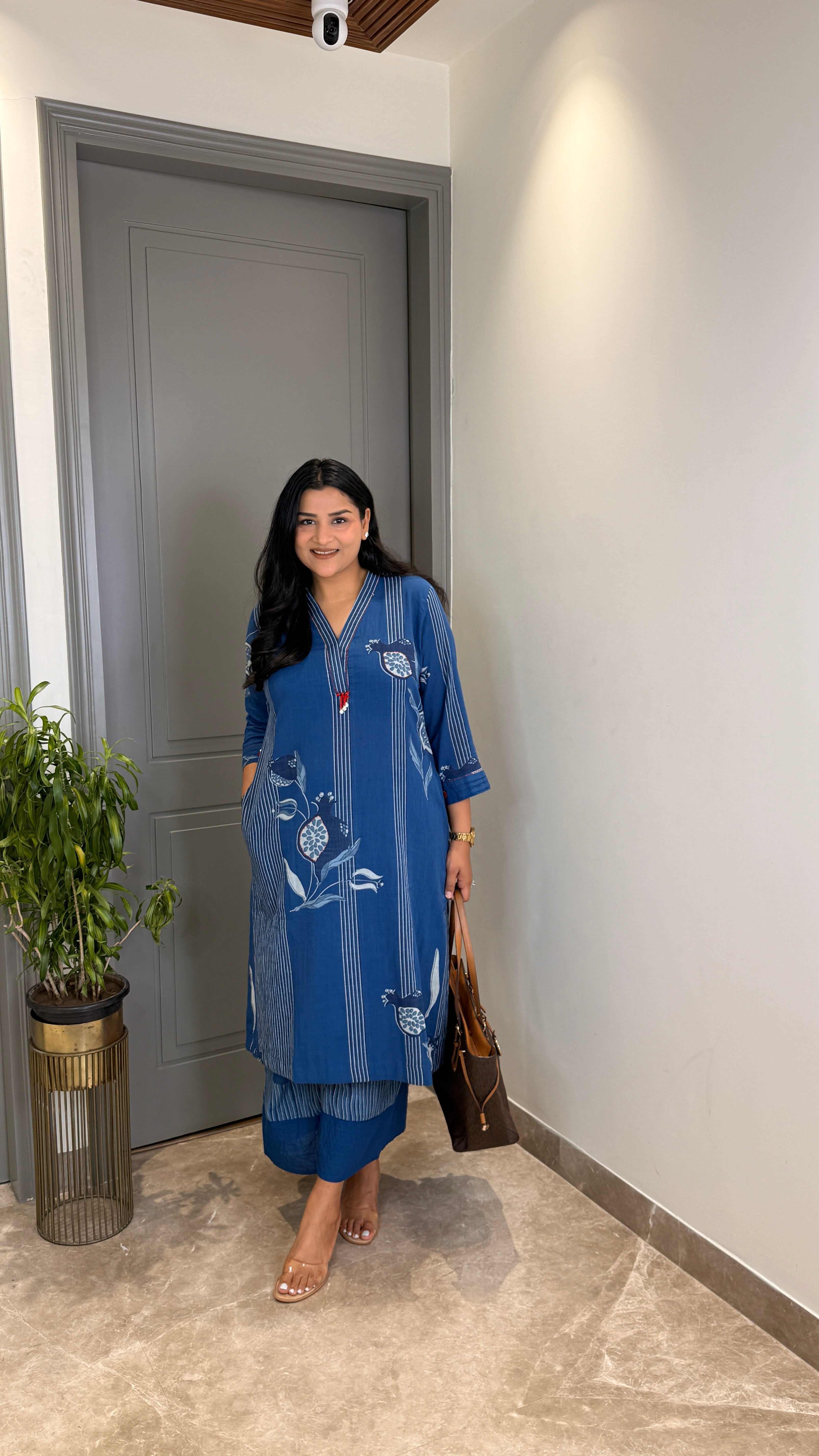 Blue Stripes Pure Cotton Kurta Pants shrisa.in