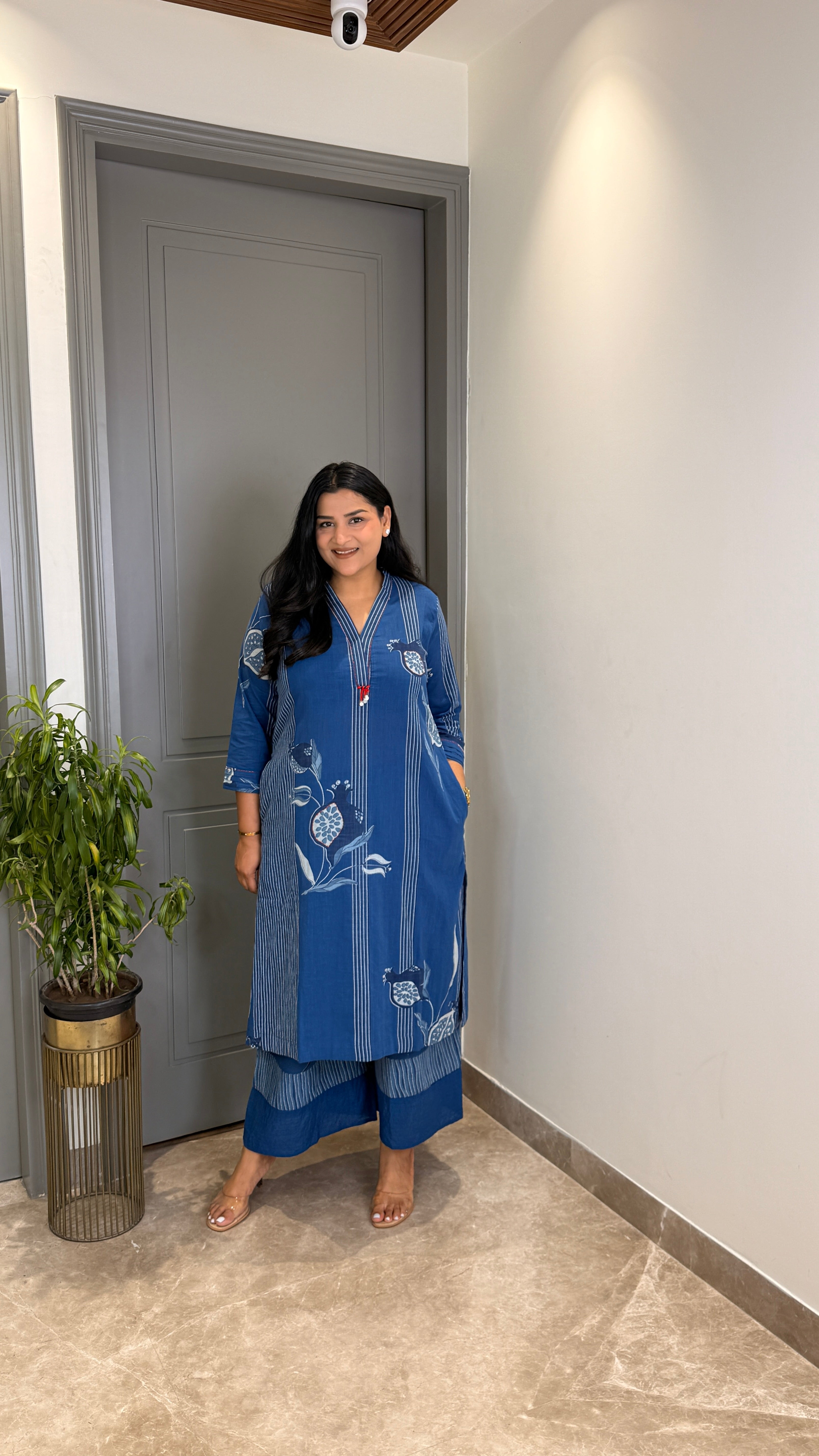 Blue Stripes Pure Cotton Kurta Pants shrisa.in