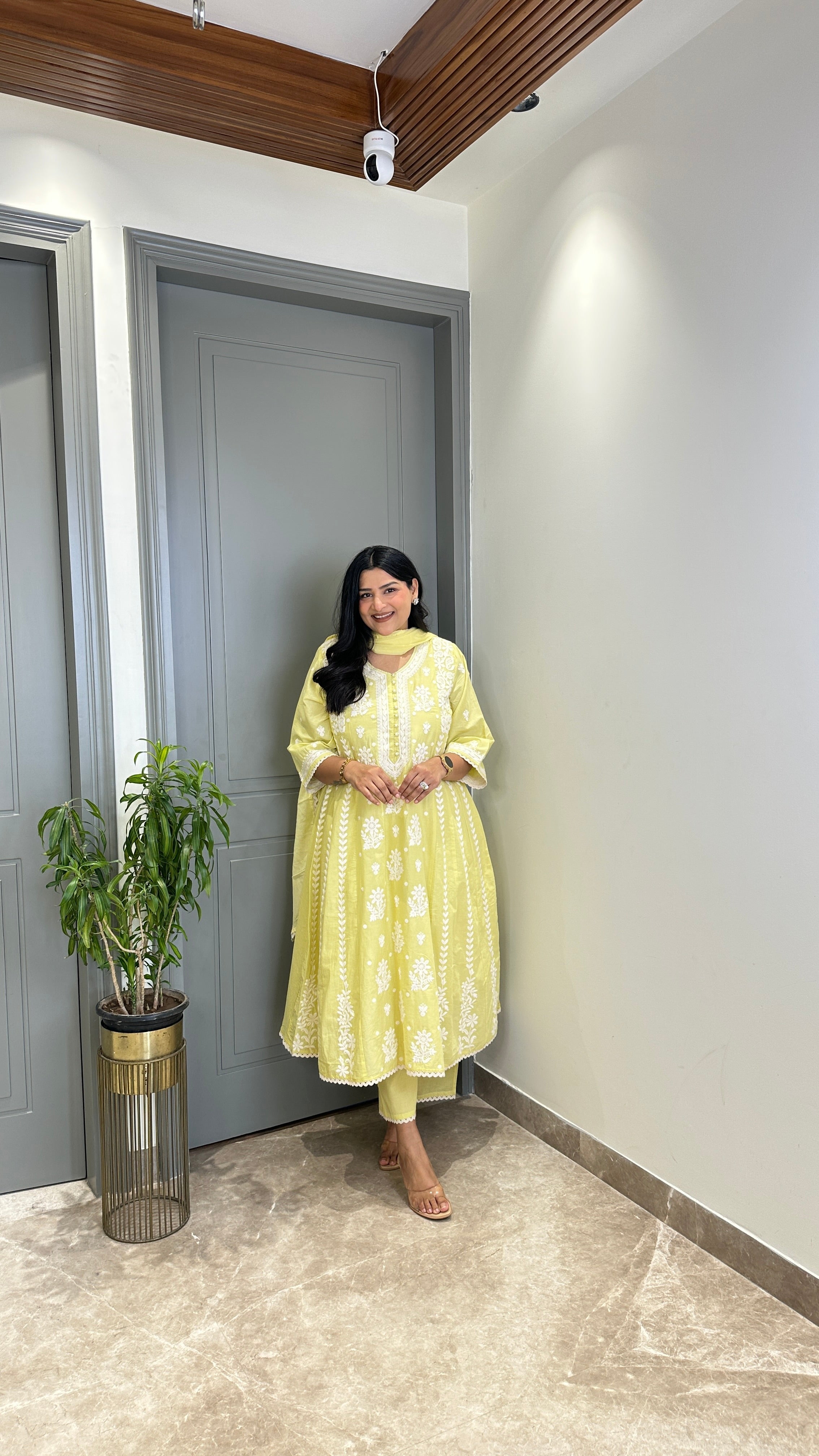 Lime Lucknavi Anarkali Suit Set shrisa.in