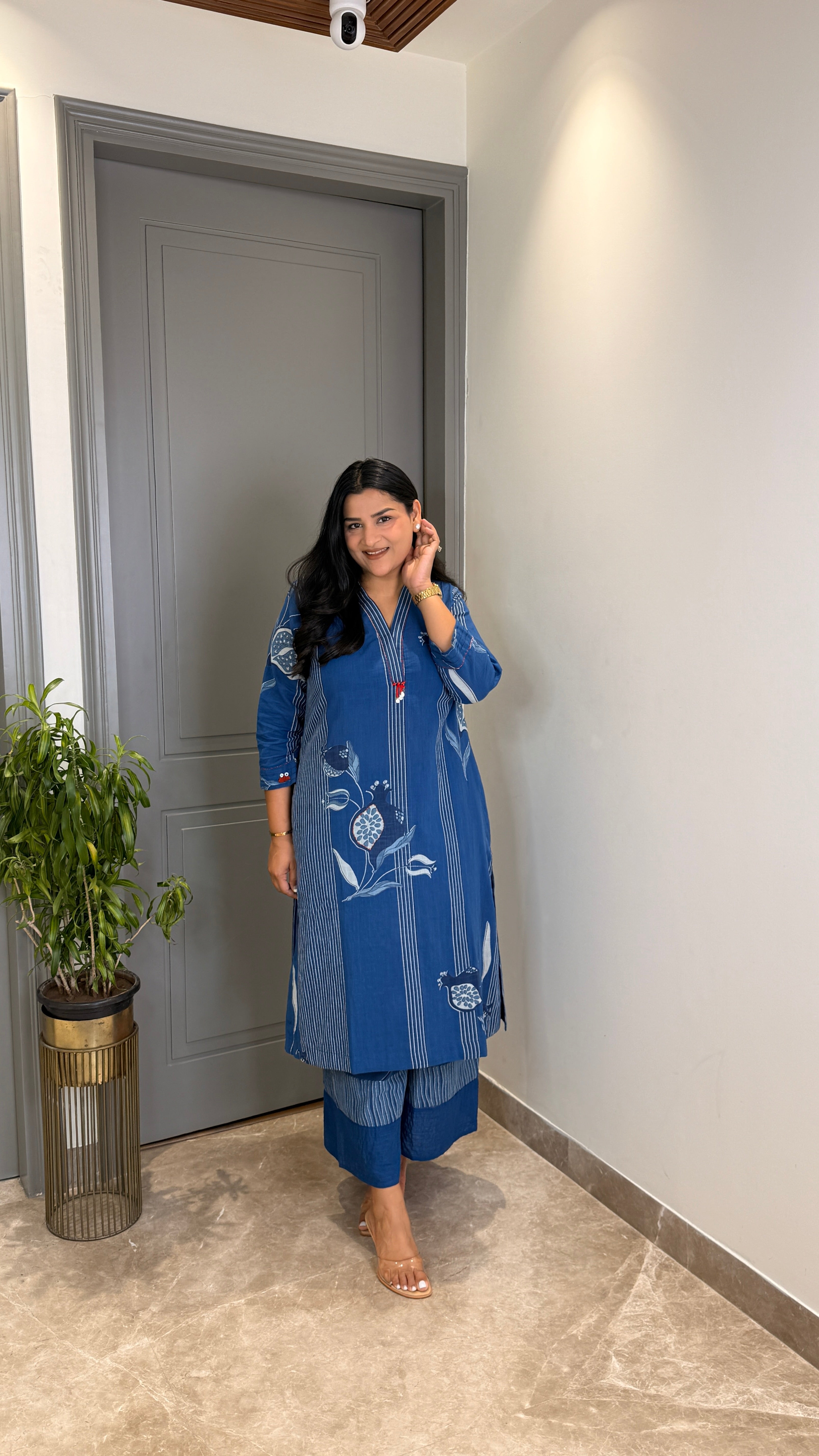Blue Stripes Pure Cotton Kurta Pants shrisa.in