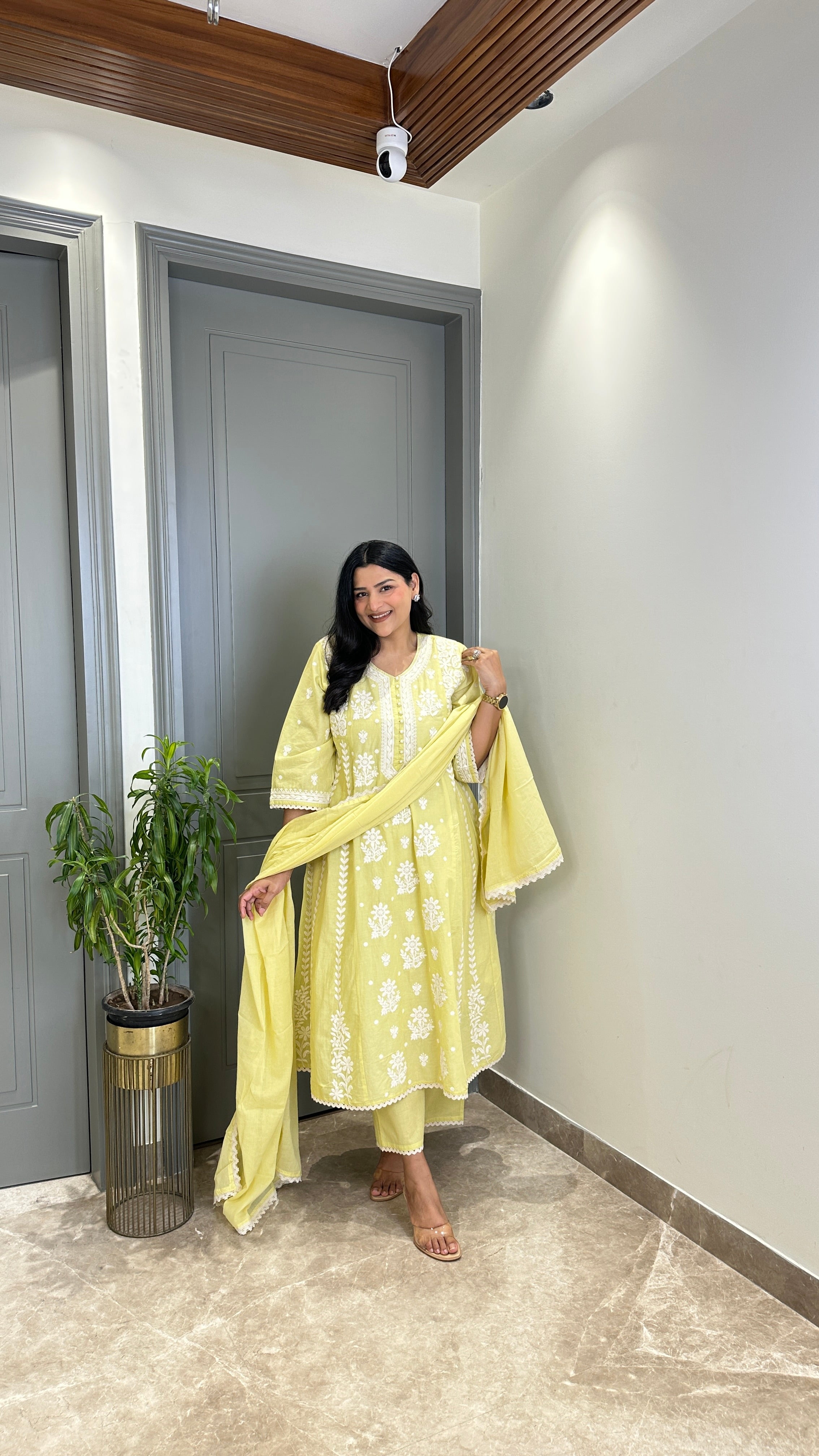 Lime Lucknavi Anarkali Suit Set shrisa.in