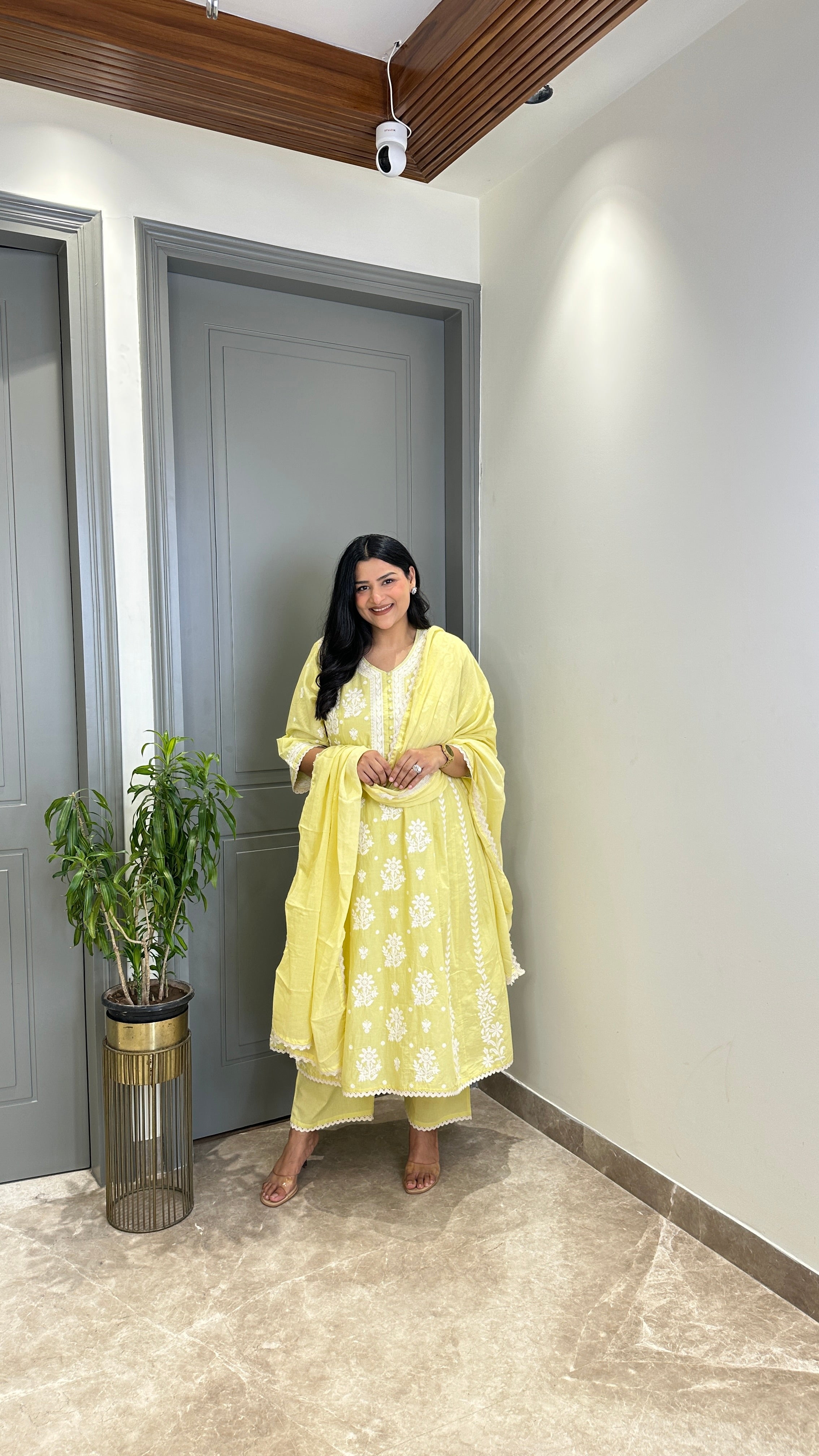 Lime Lucknavi Anarkali Suit Set shrisa.in