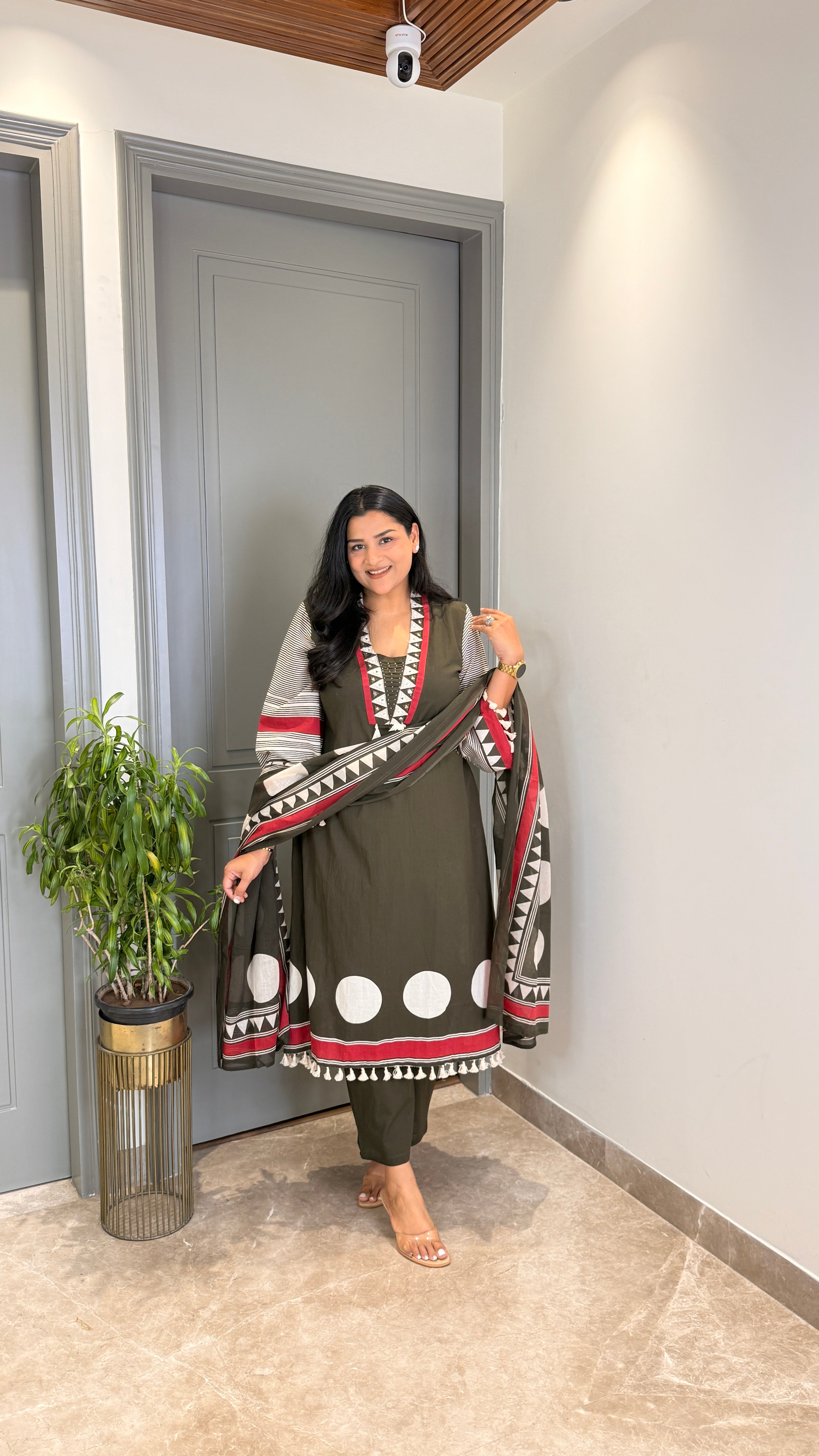 Green Polka Pure Cotton Suit Set shrisa.in
