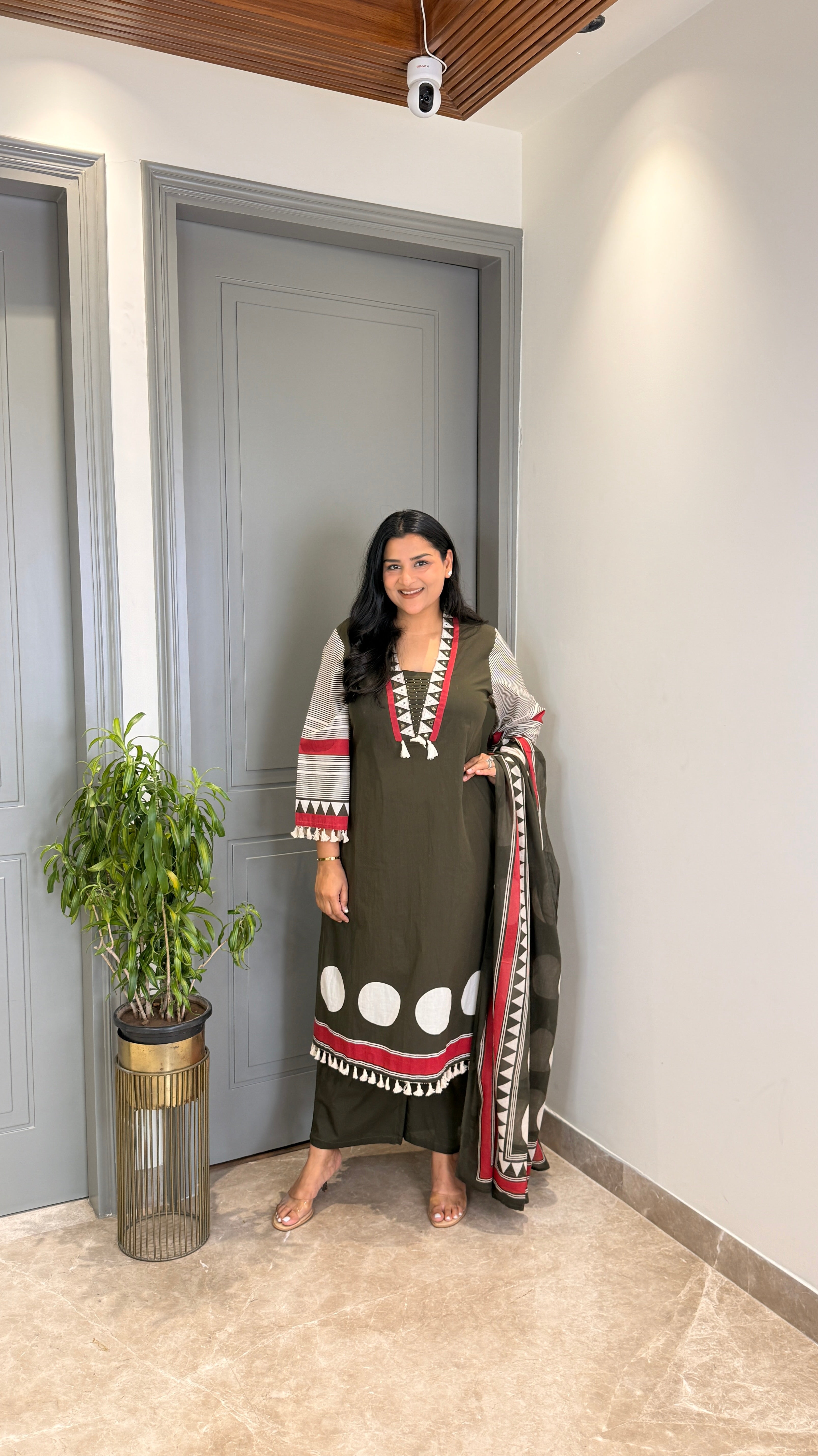 Green Polka Pure Cotton Suit Set shrisa.in
