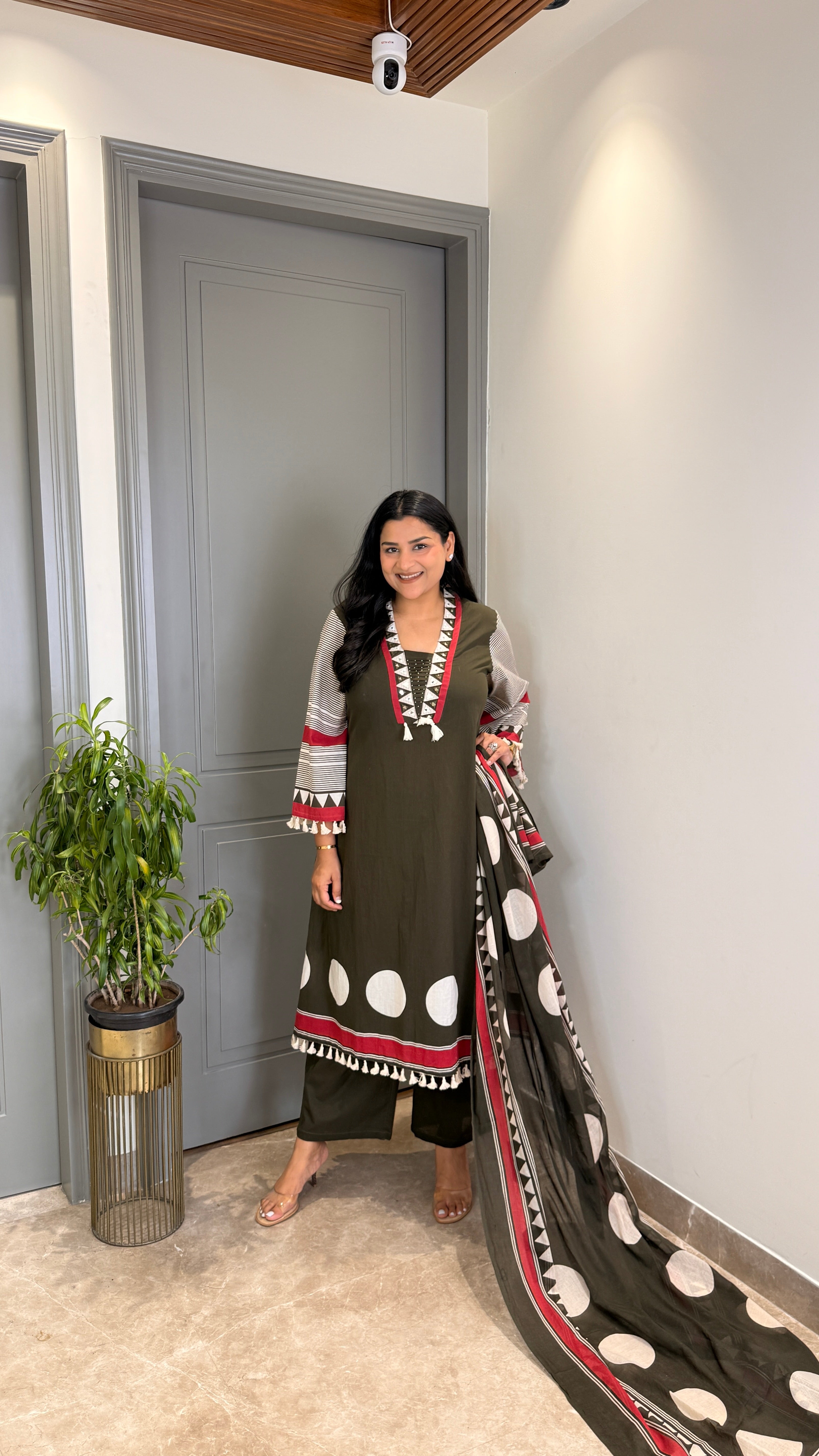 Green Polka Pure Cotton Suit Set shrisa.in