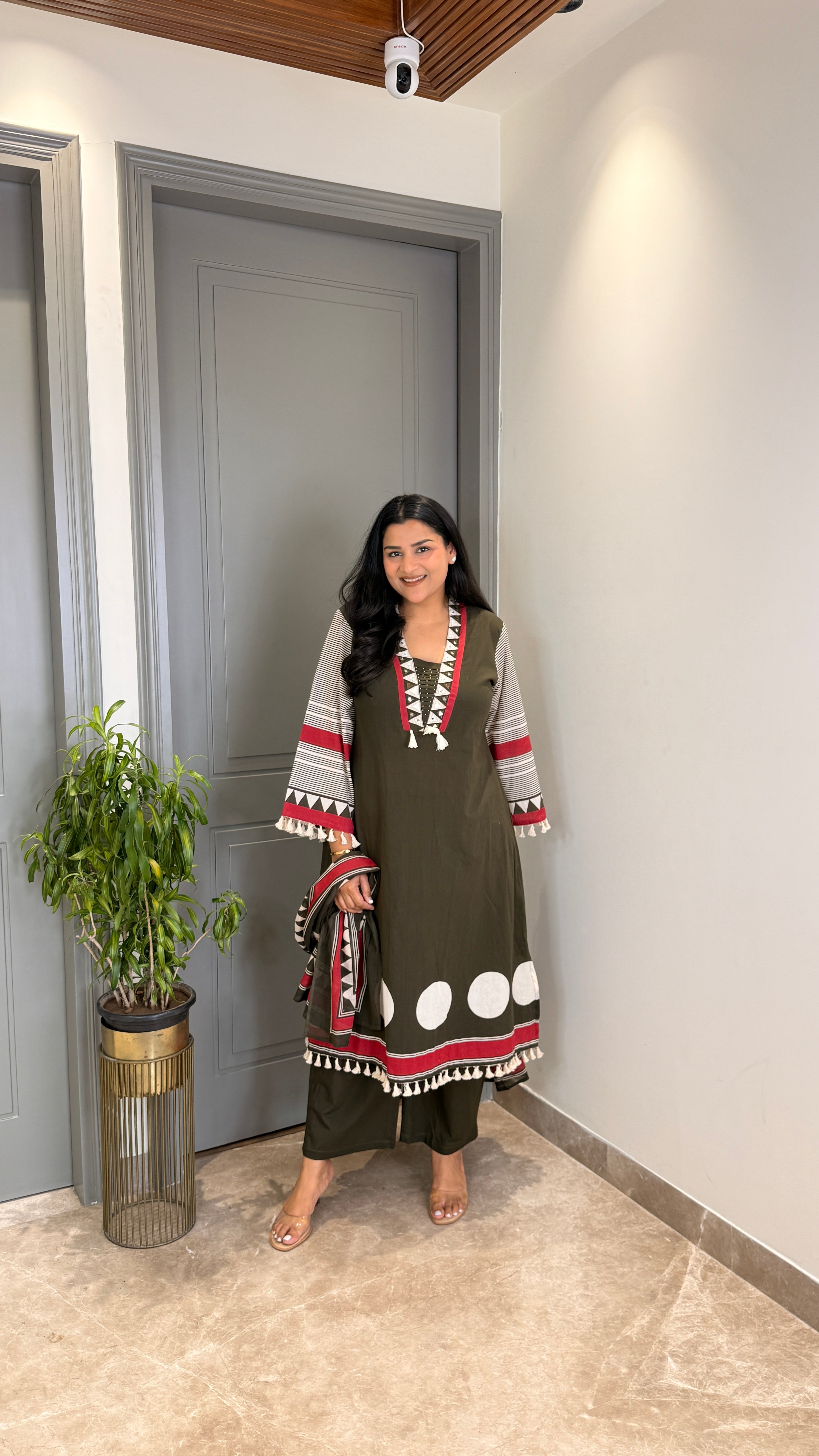Green Polka Pure Cotton Suit Set shrisa.in