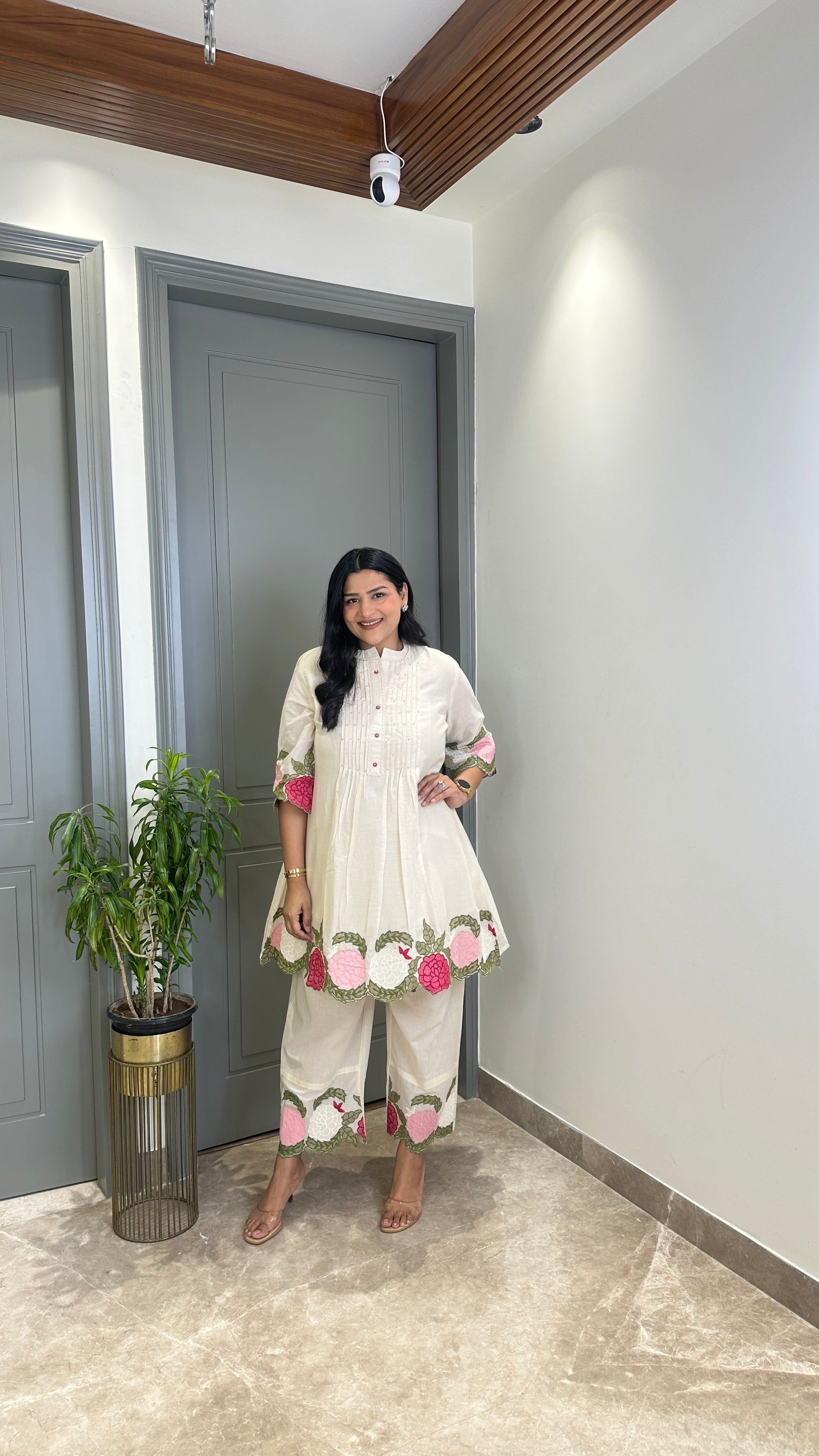 Ivory Floral Mul Cord Set shrisa.in