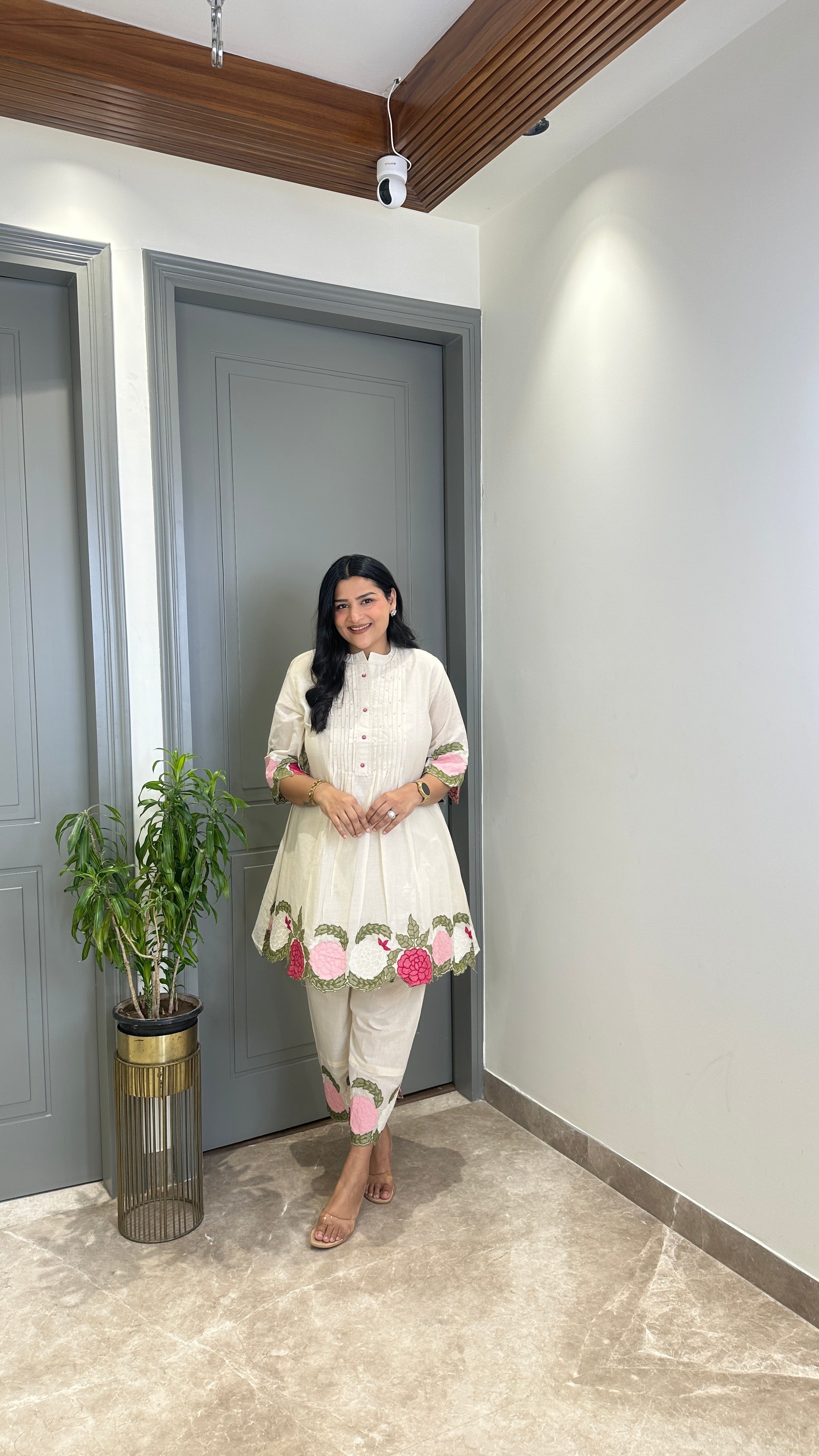 Ivory Floral Mul Cord Set shrisa.in