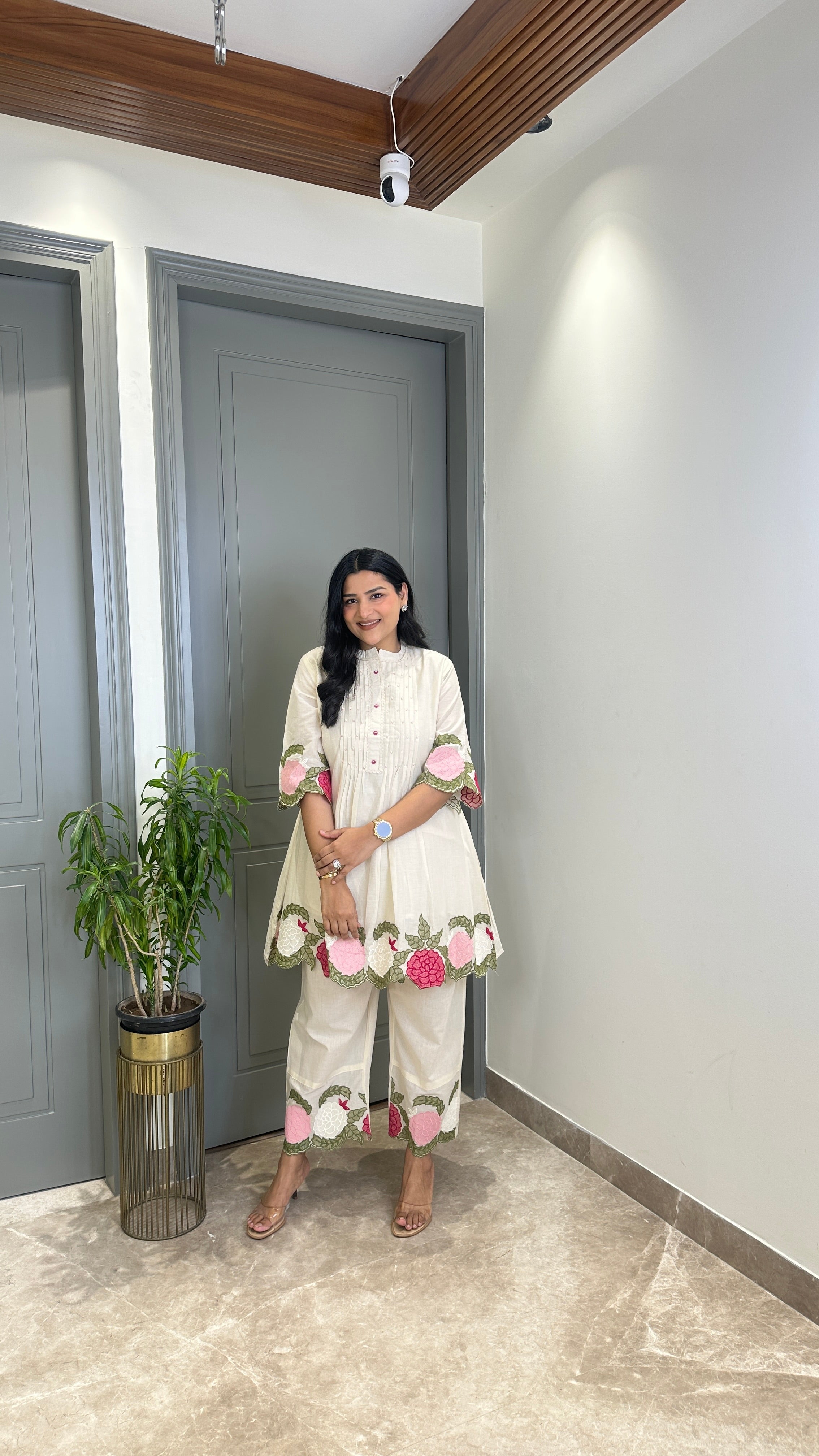 Ivory Floral Mul Cord Set shrisa.in