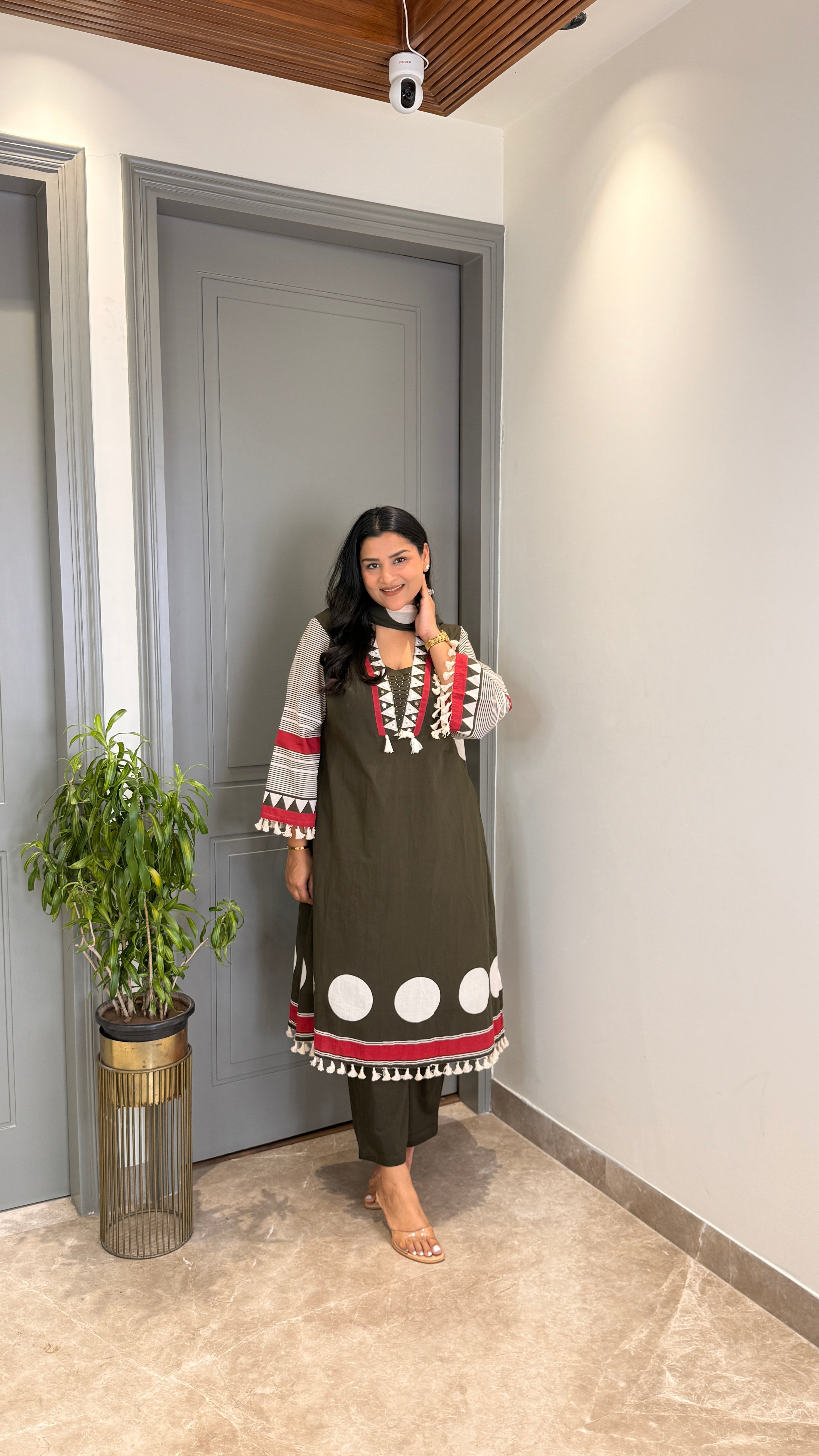 Green Polka Pure Cotton Suit Set shrisa.in