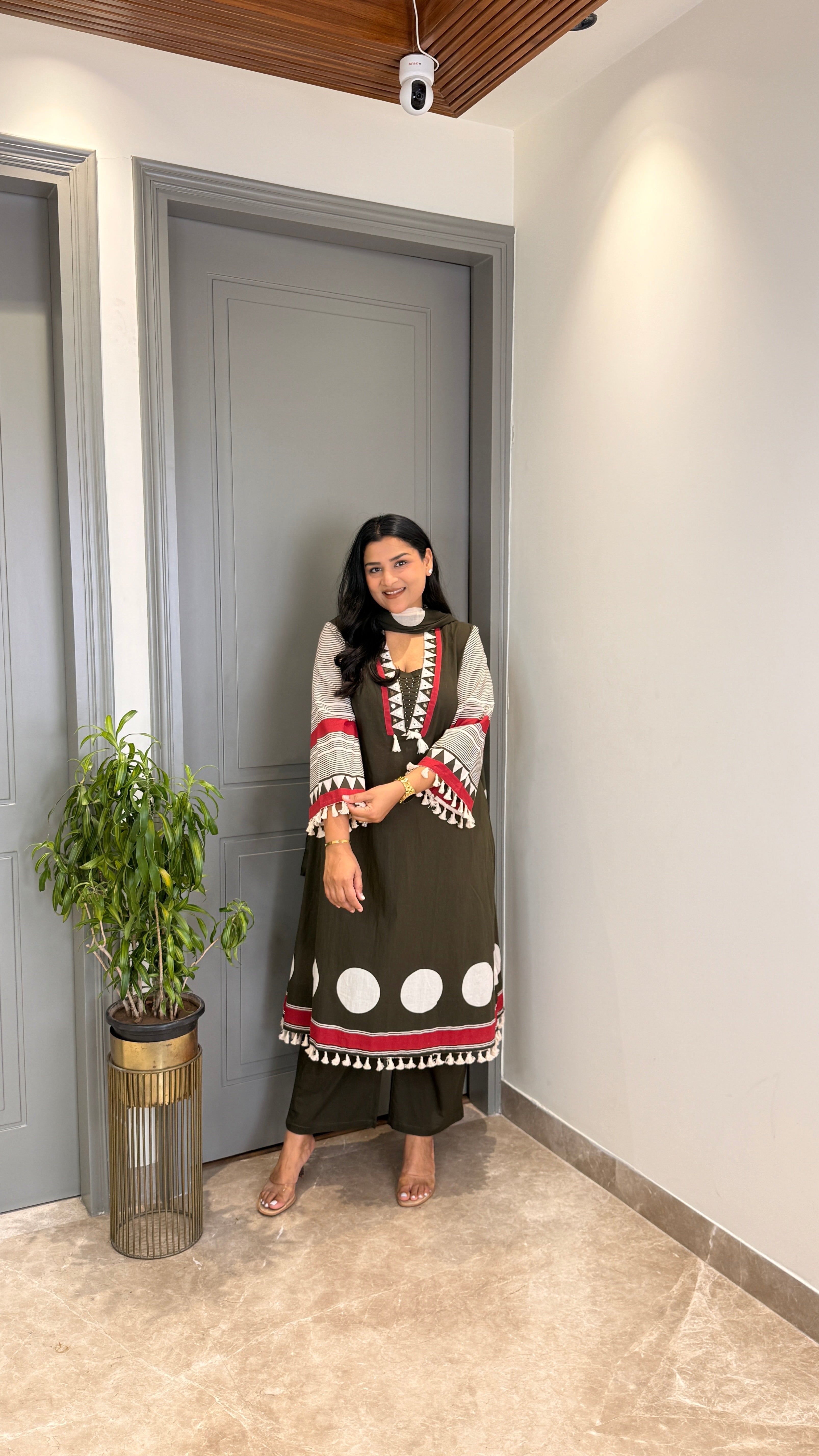 Green Polka Pure Cotton Suit Set shrisa.in