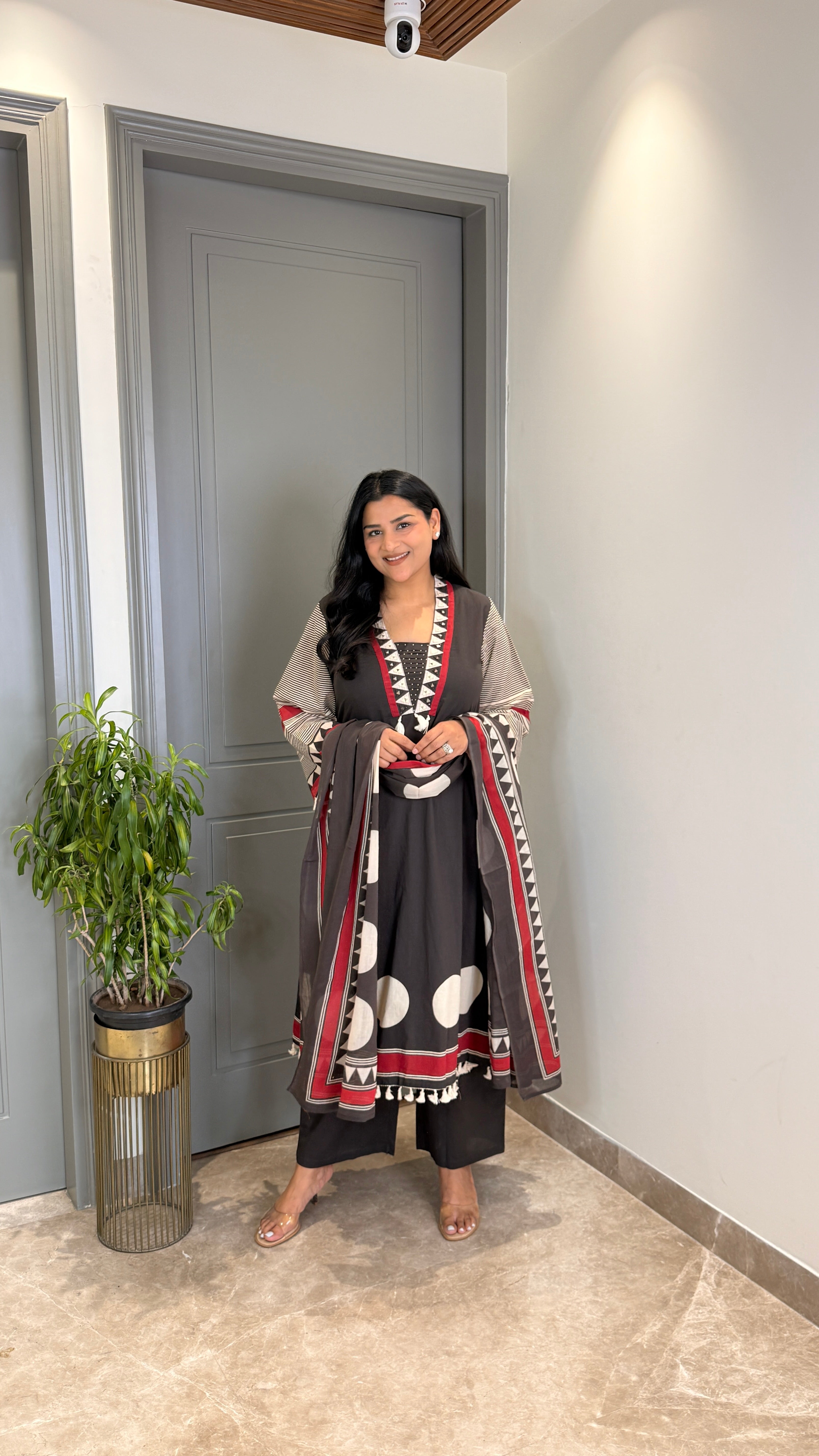 Black Polka Pure Cotton Suit Set shrisa.in