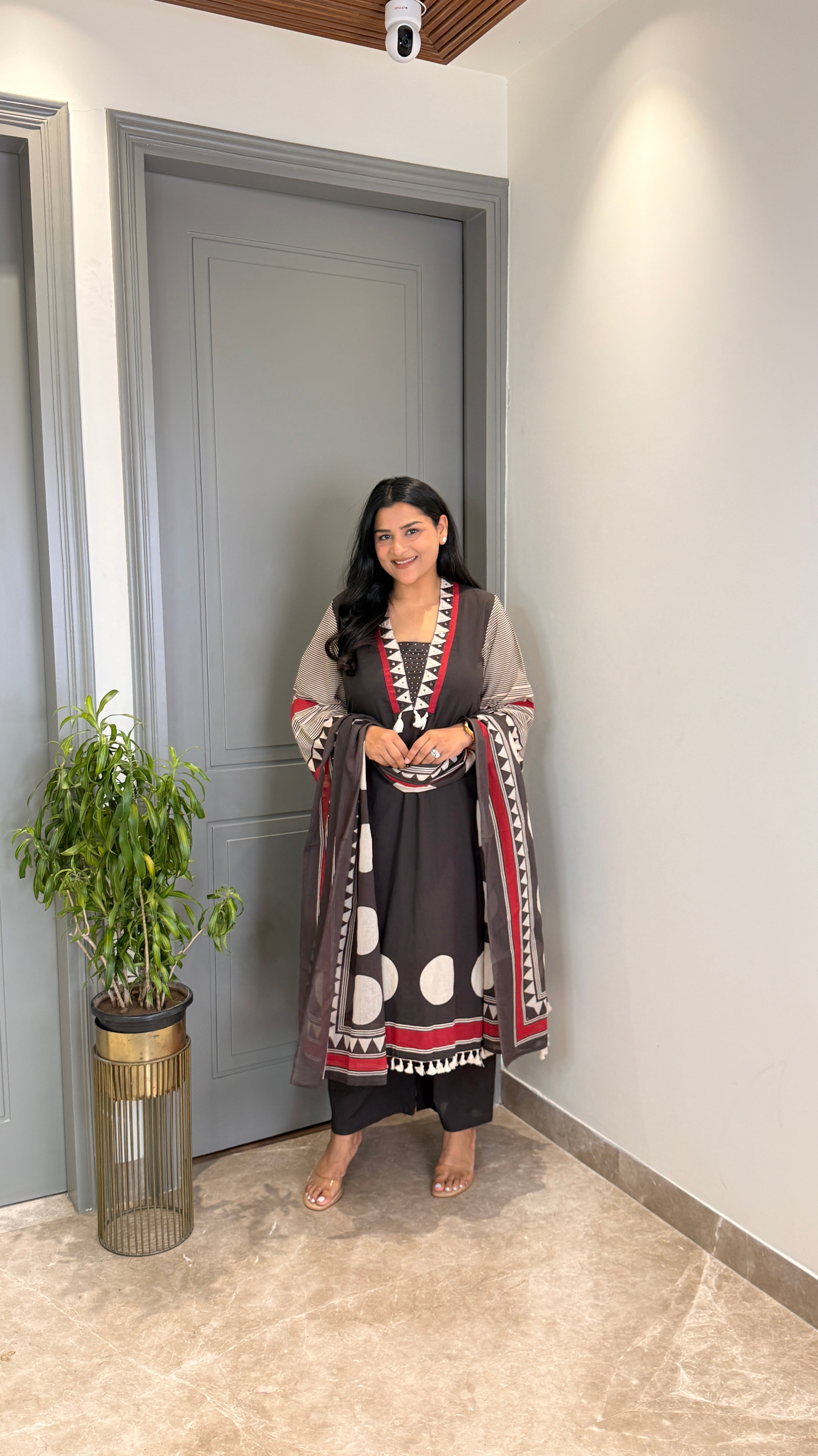 Black Polka Pure Cotton Suit Set shrisa.in