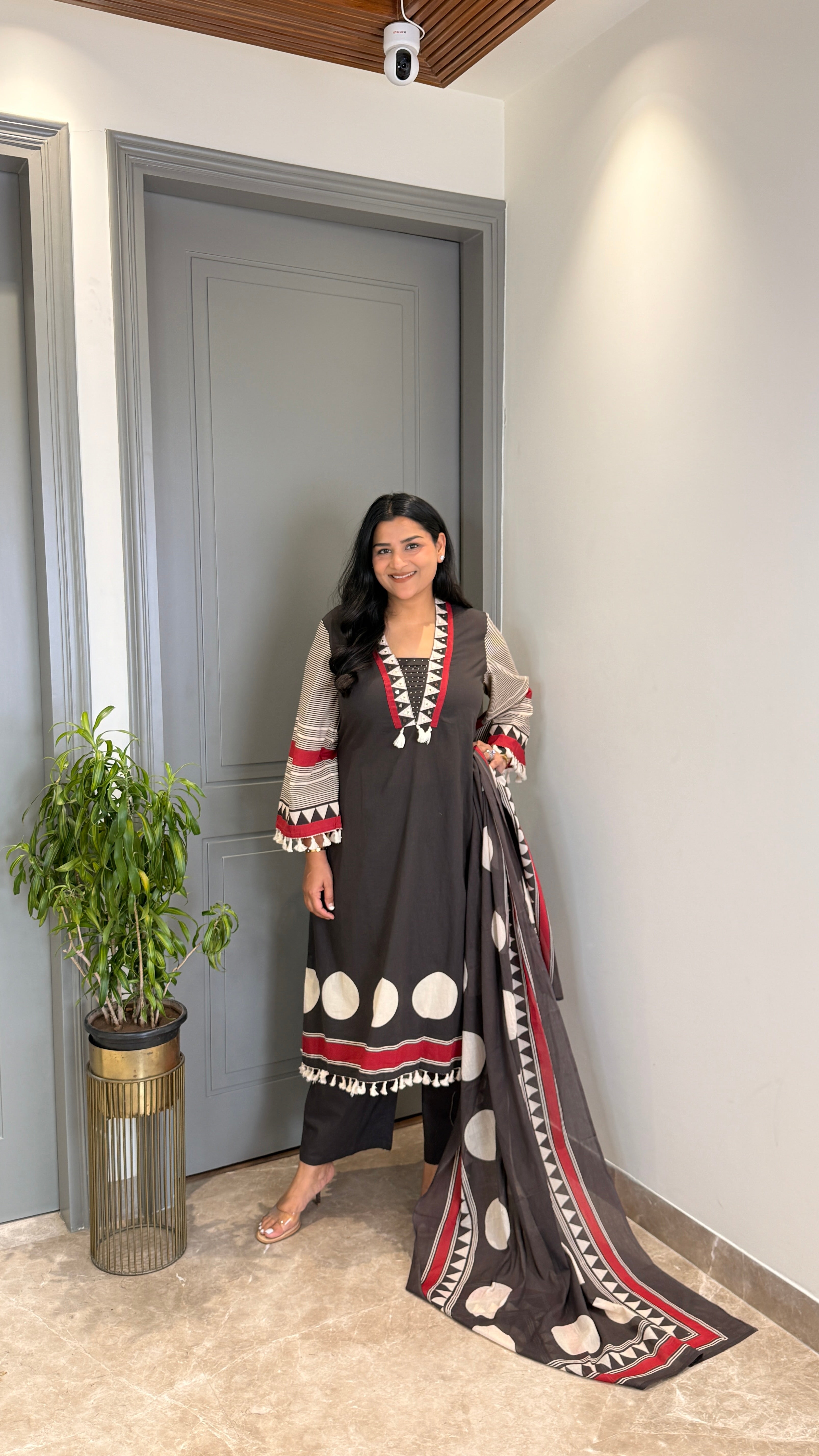 Black Polka Pure Cotton Suit Set shrisa.in