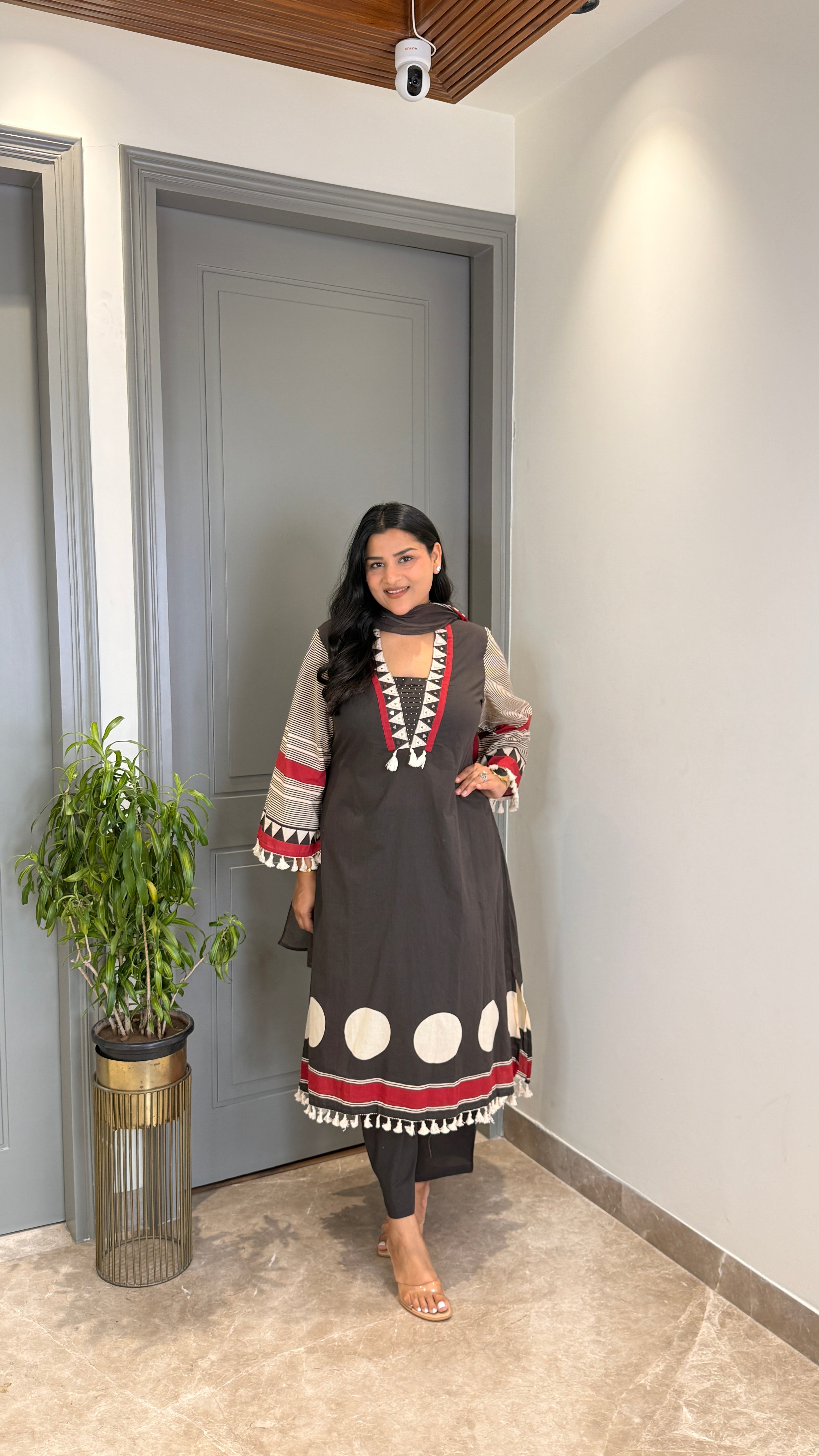Black Polka Pure Cotton Suit Set shrisa.in