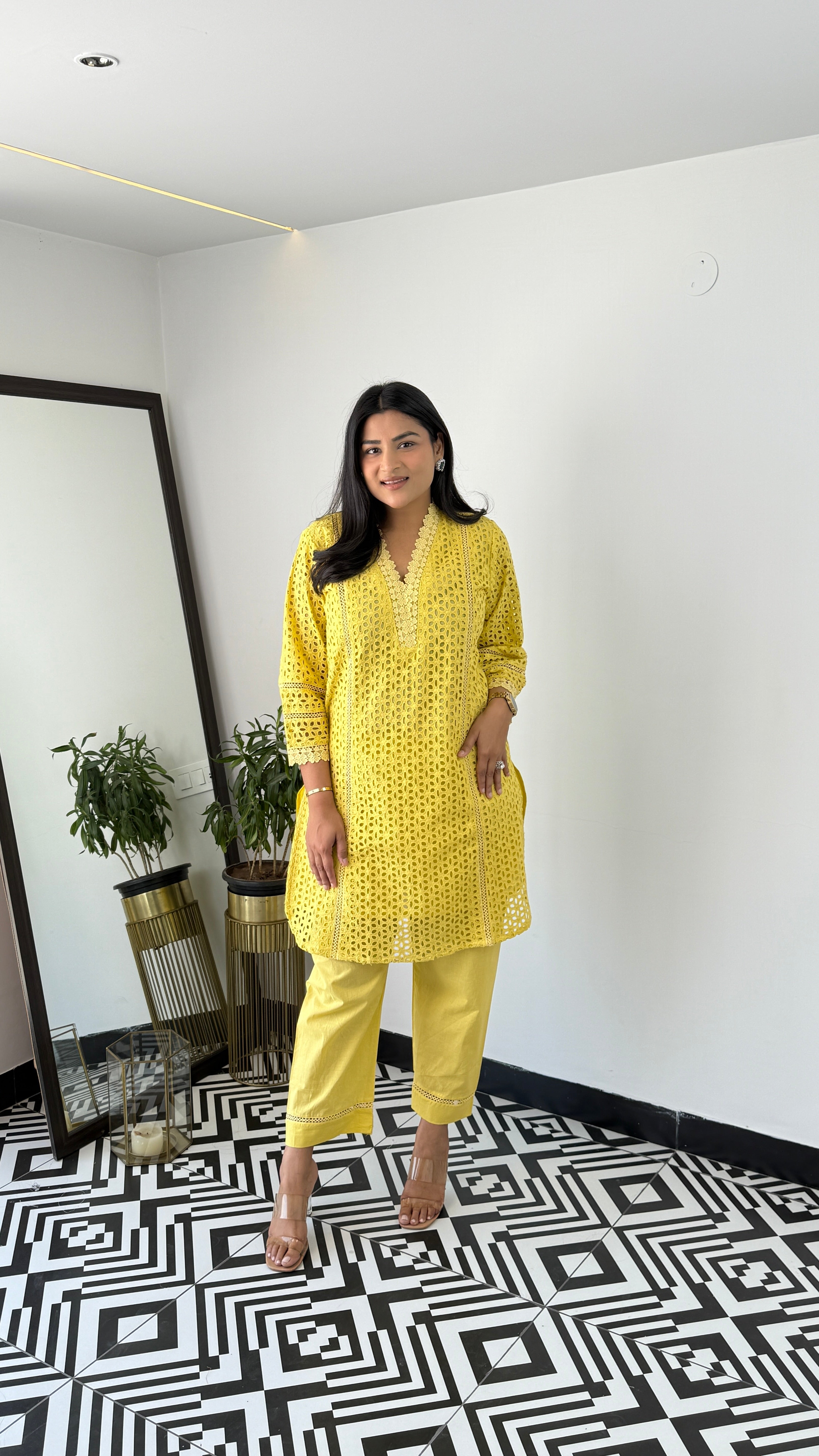 ⁠Yellow Schifli Cord Set