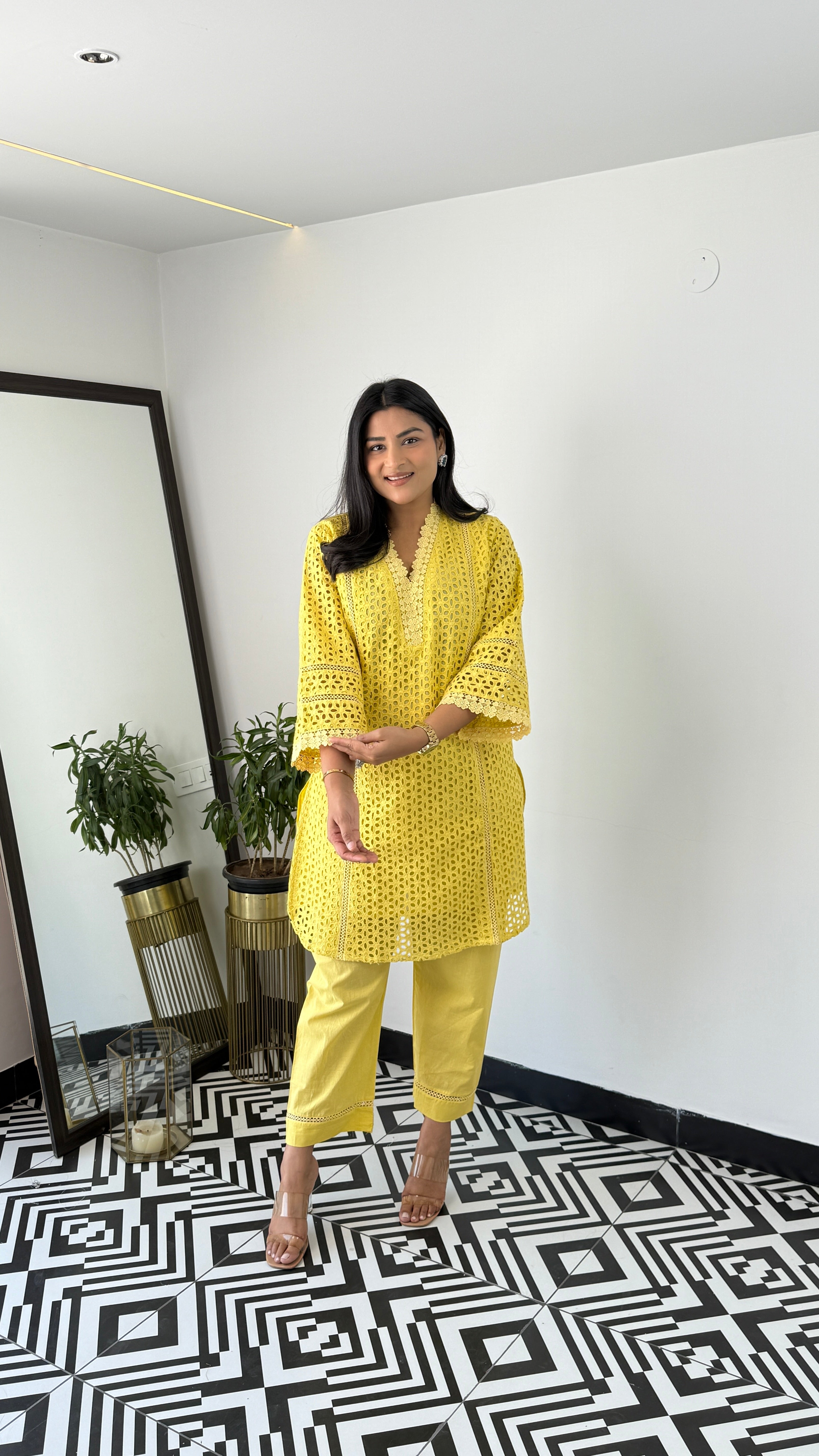 ⁠Yellow Schifli Cord Set