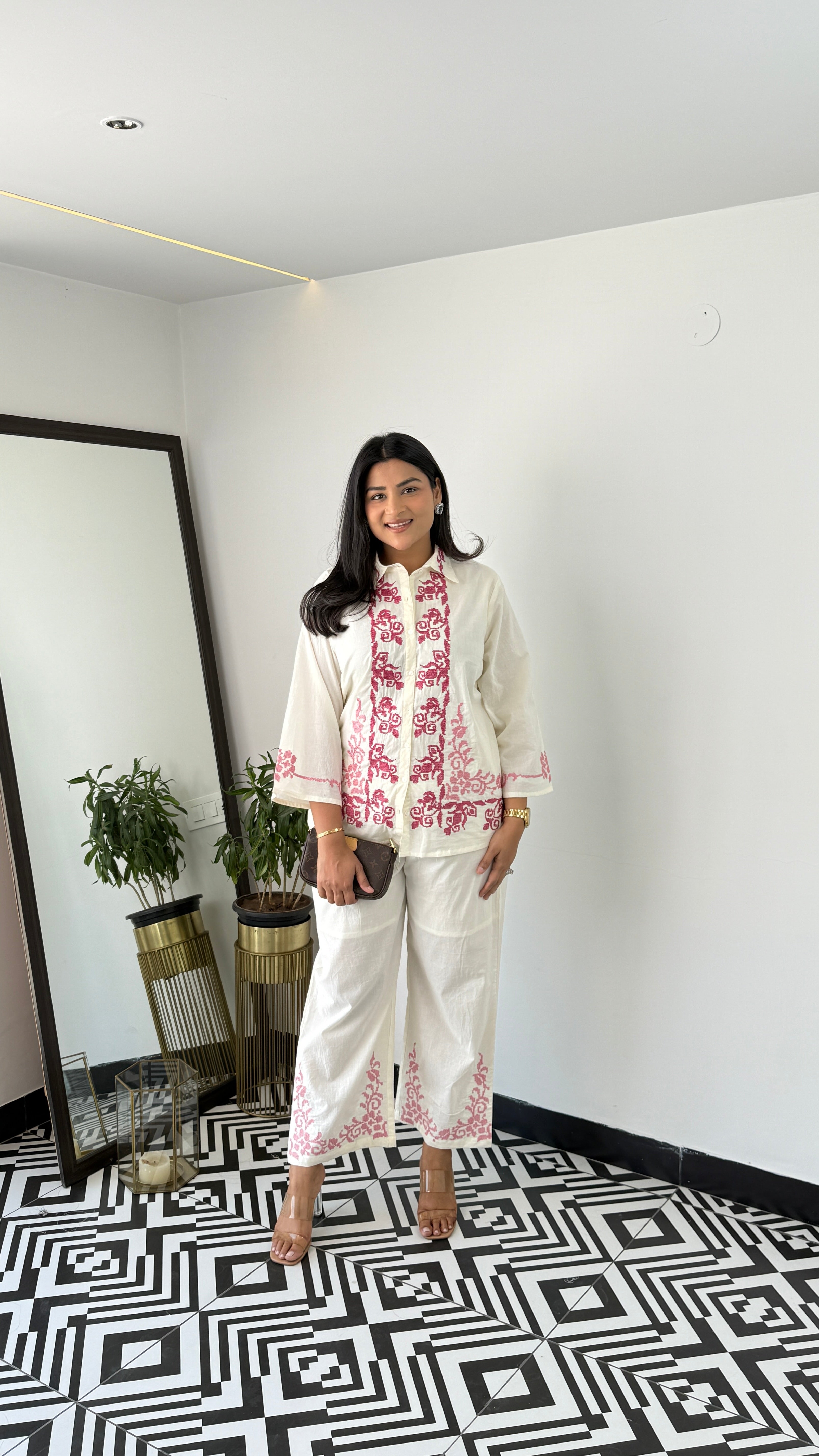 Pink Crosstitch Cotton Cord Set