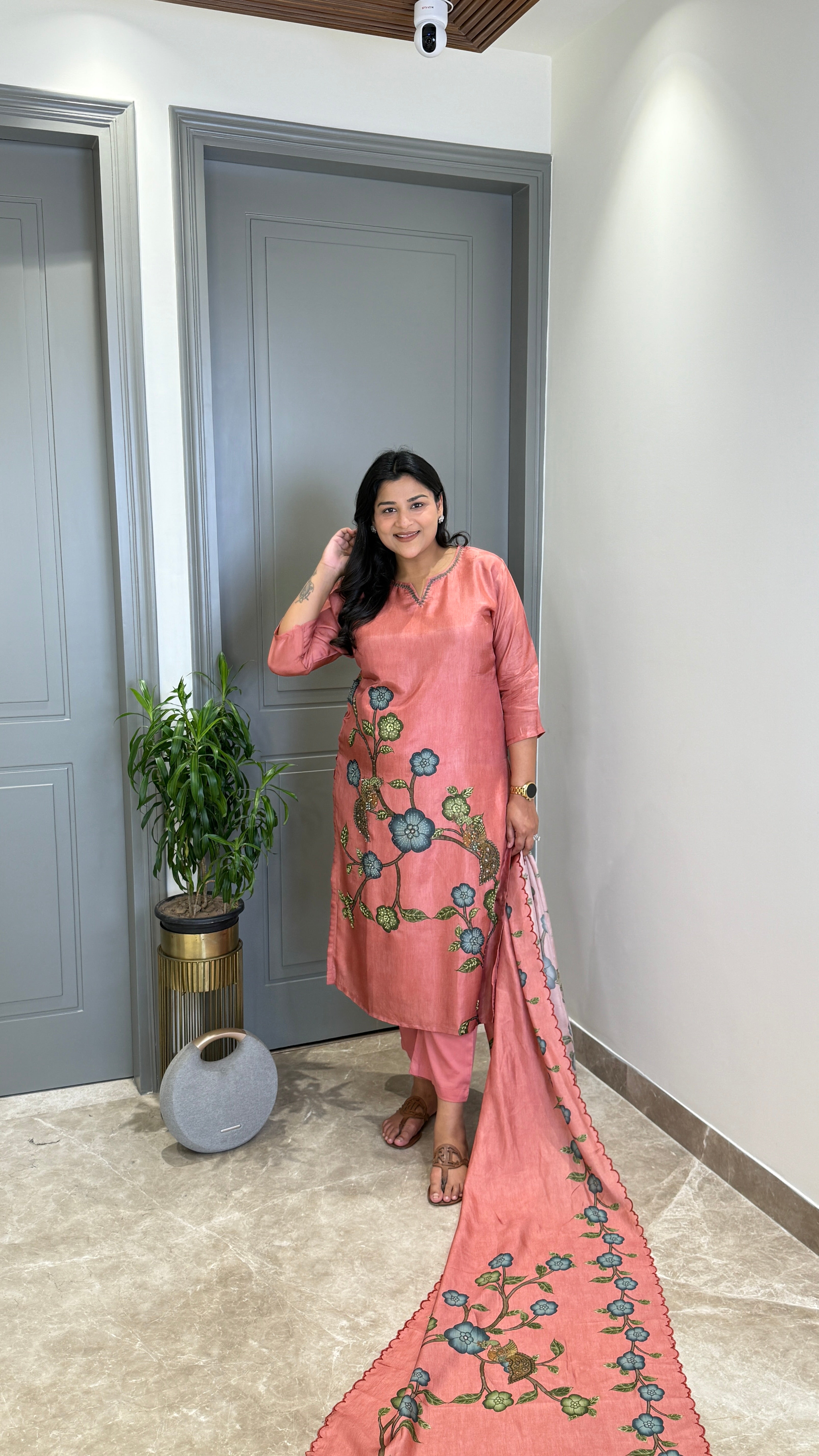 Kantha Kalamkari Rosegold Suit Set