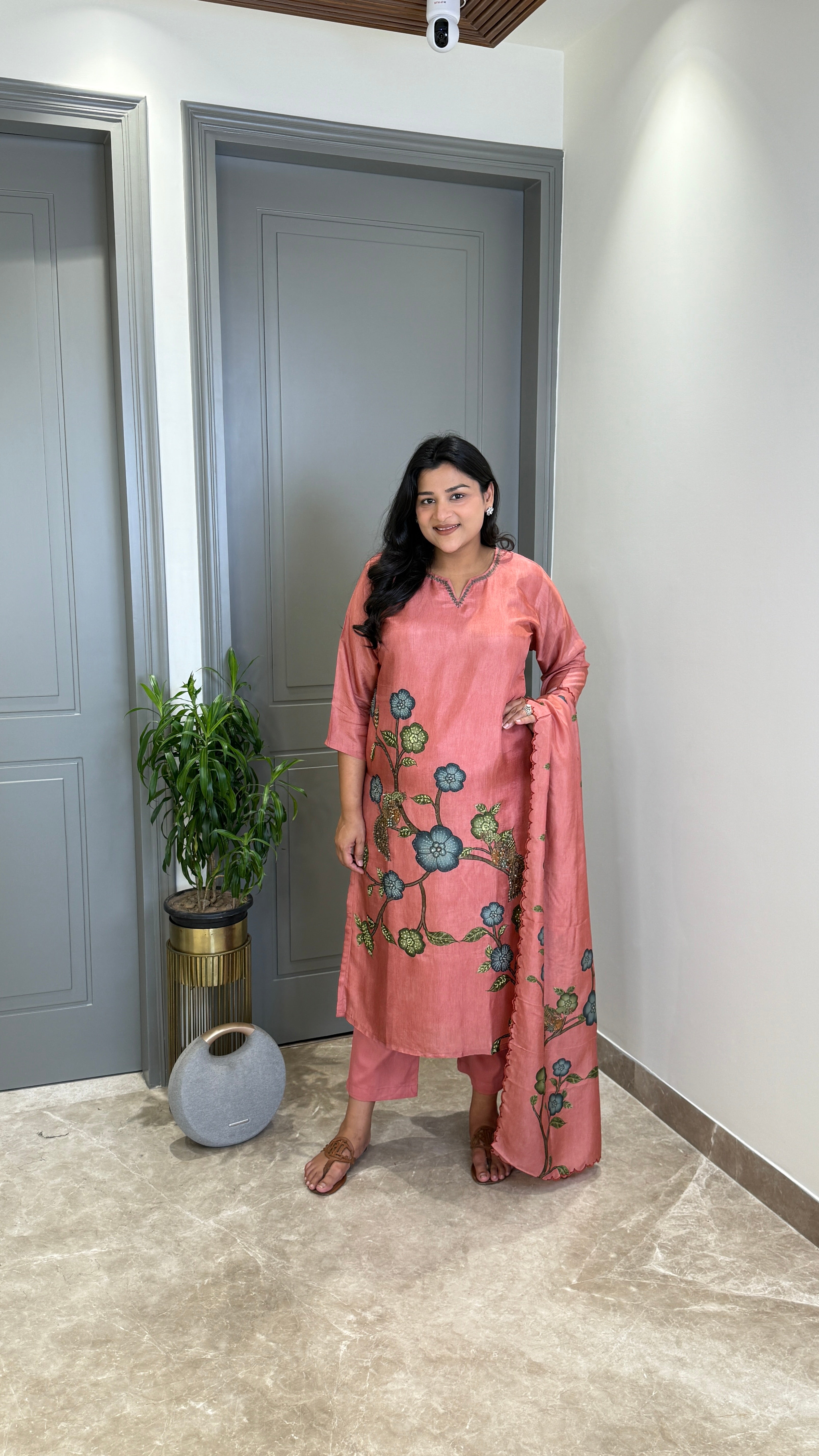 Kantha Kalamkari Rosegold Suit Set