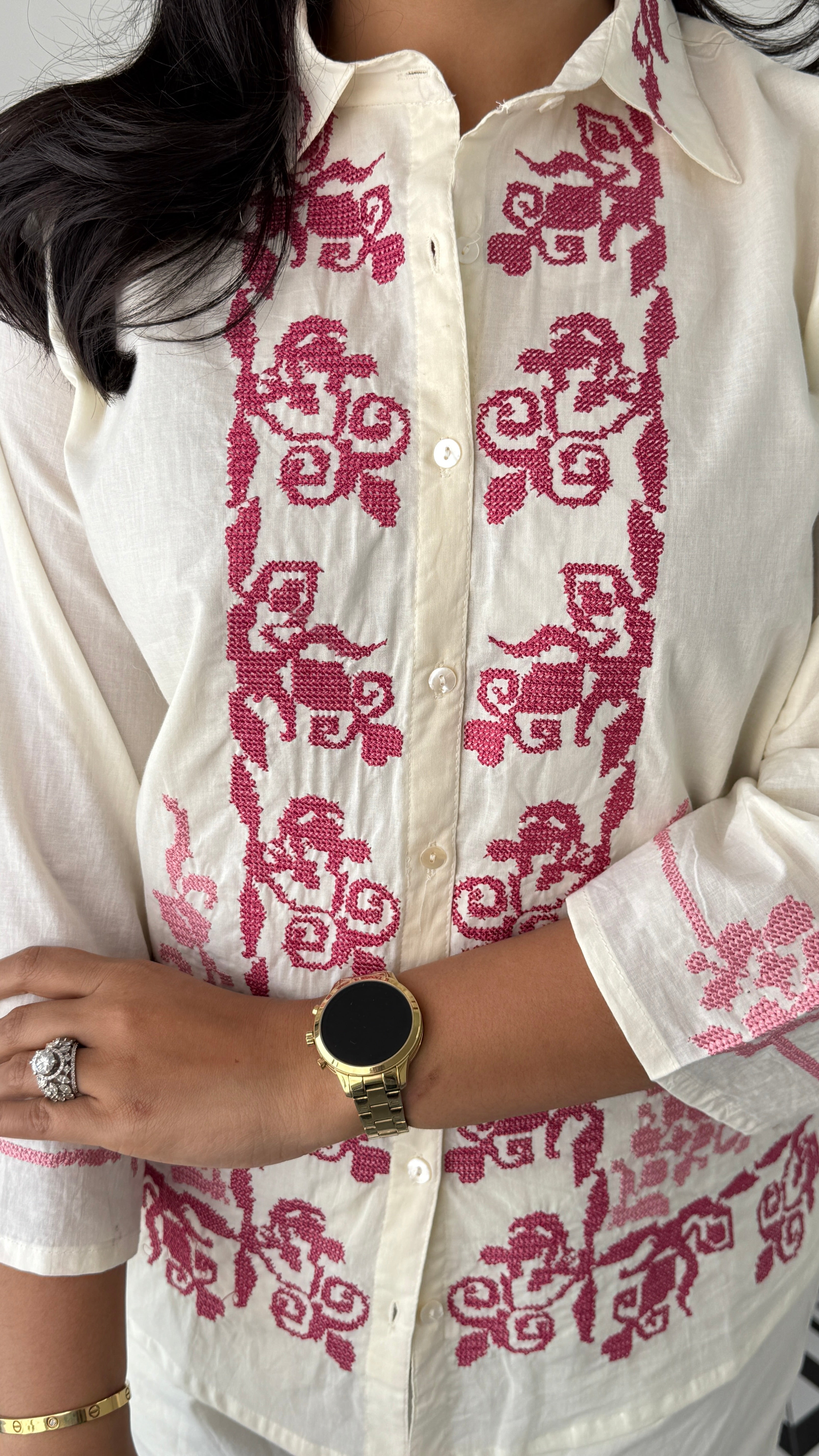 Pink Crosstitch Cotton Cord Set