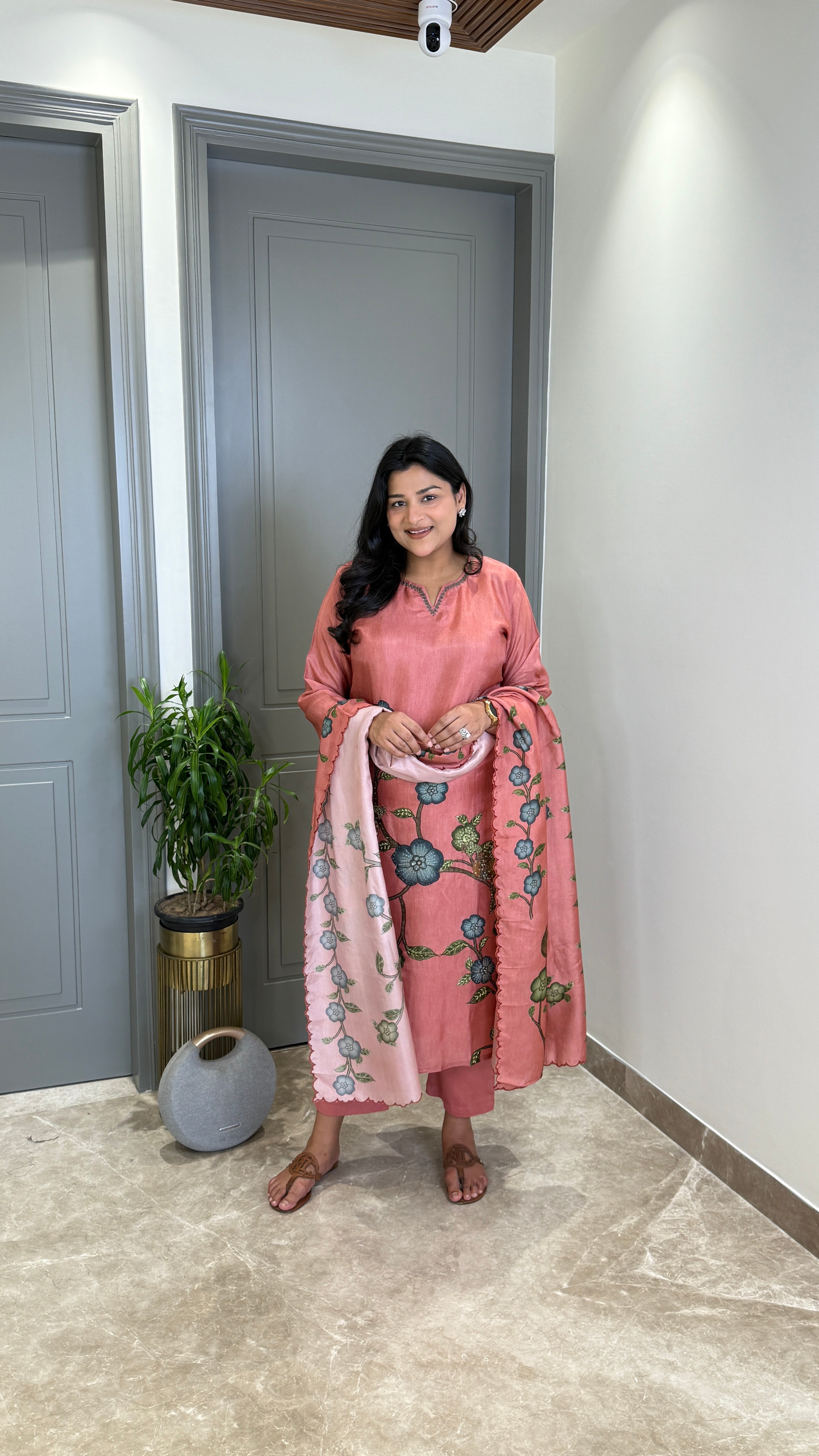 Kantha Kalamkari Rosegold Suit Set