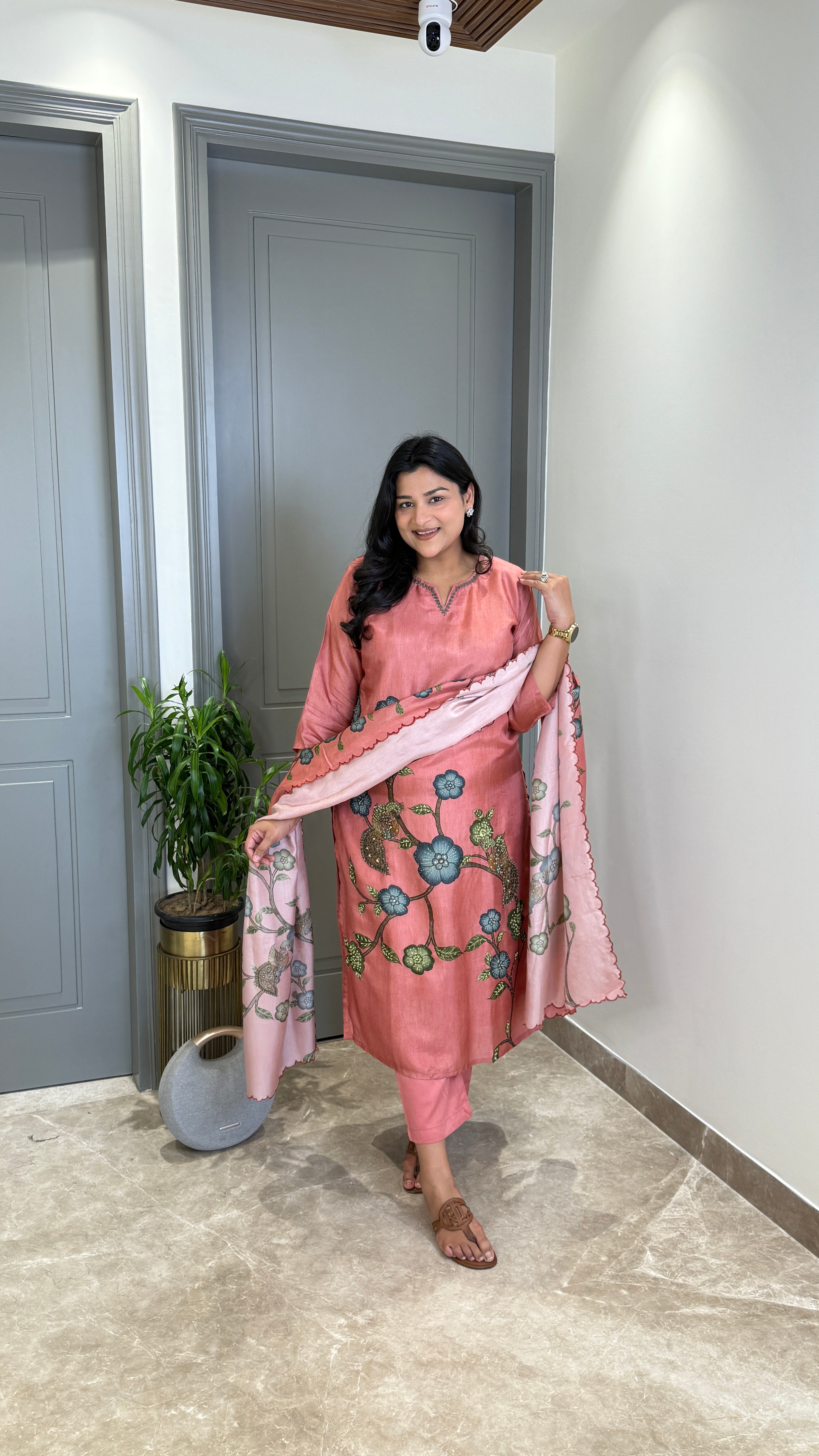 Kantha Kalamkari Rosegold Suit Set