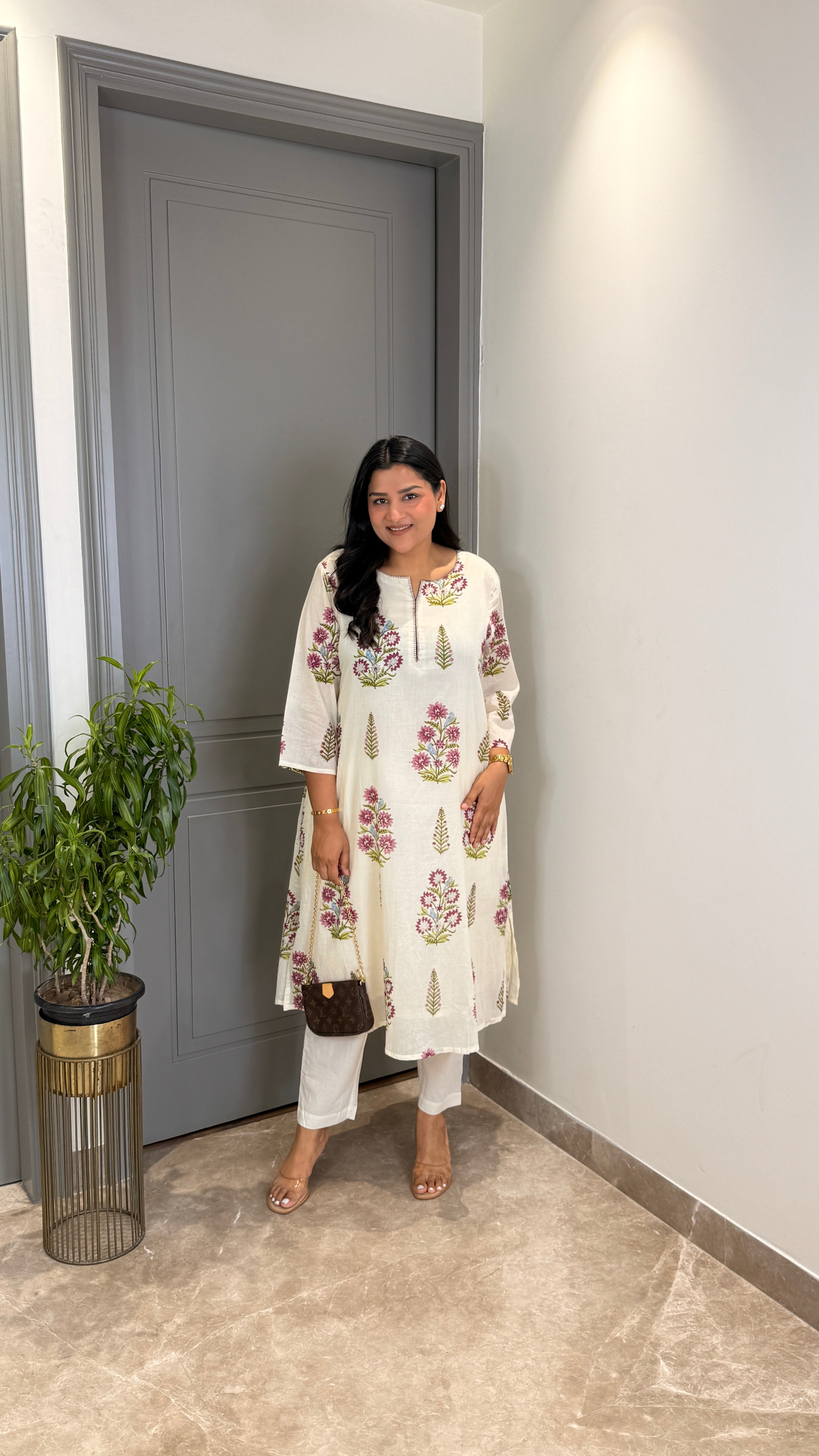 Purple Pure Mul Mughal Kurta Pants shrisa.in