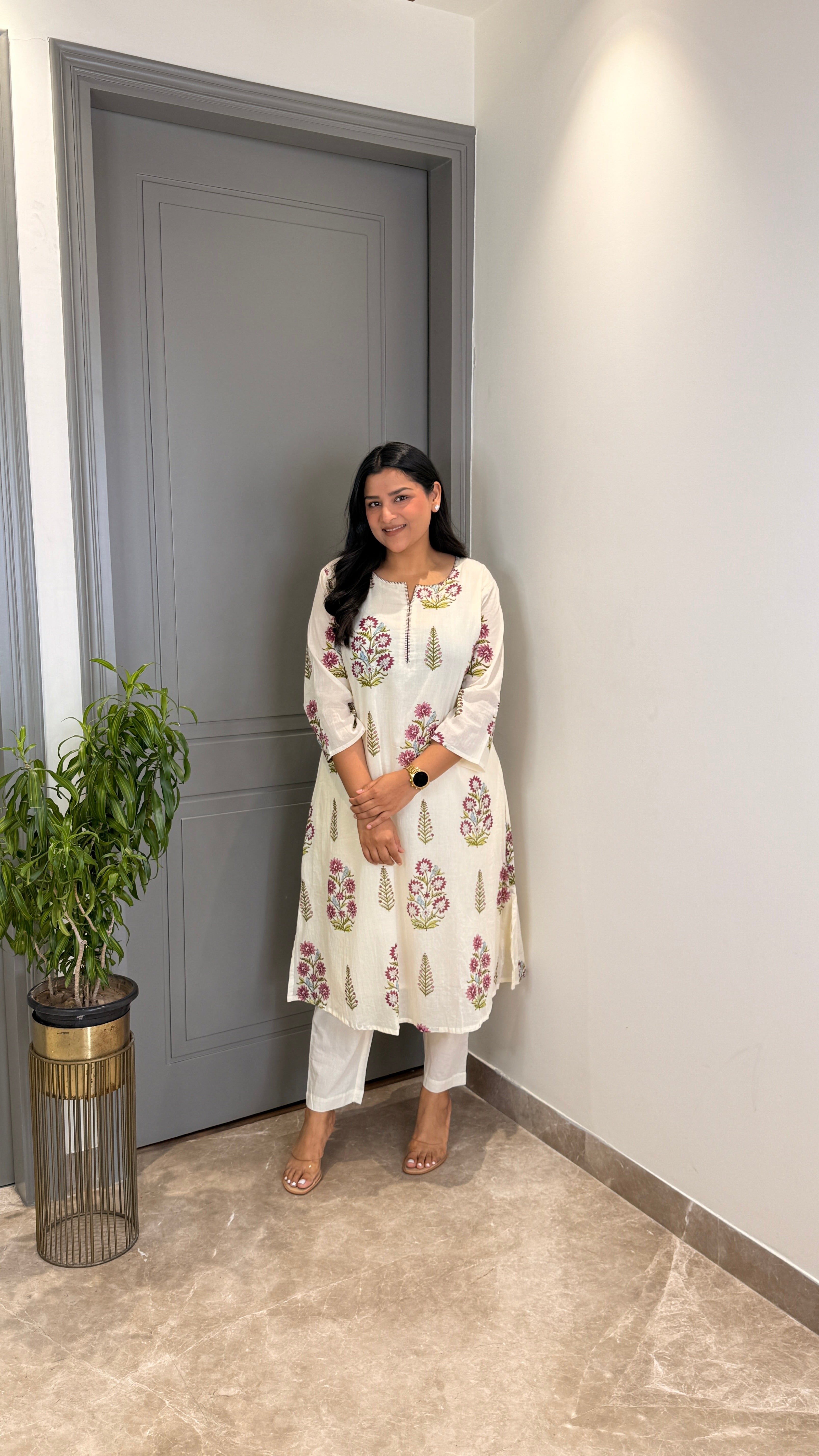 Purple Pure Mul Mughal Kurta Pants shrisa.in