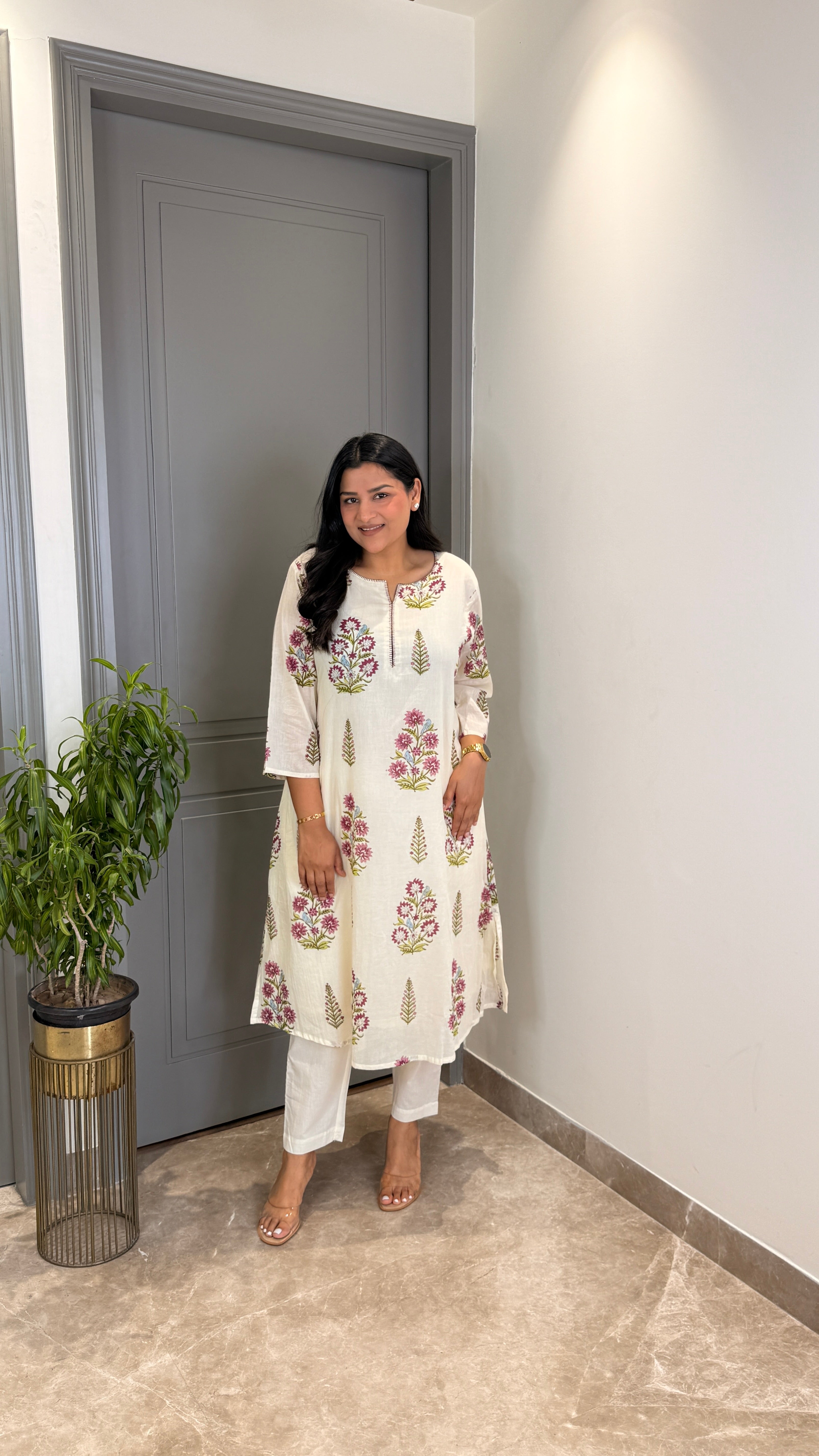 Purple Pure Mul Mughal Kurta Pants shrisa.in