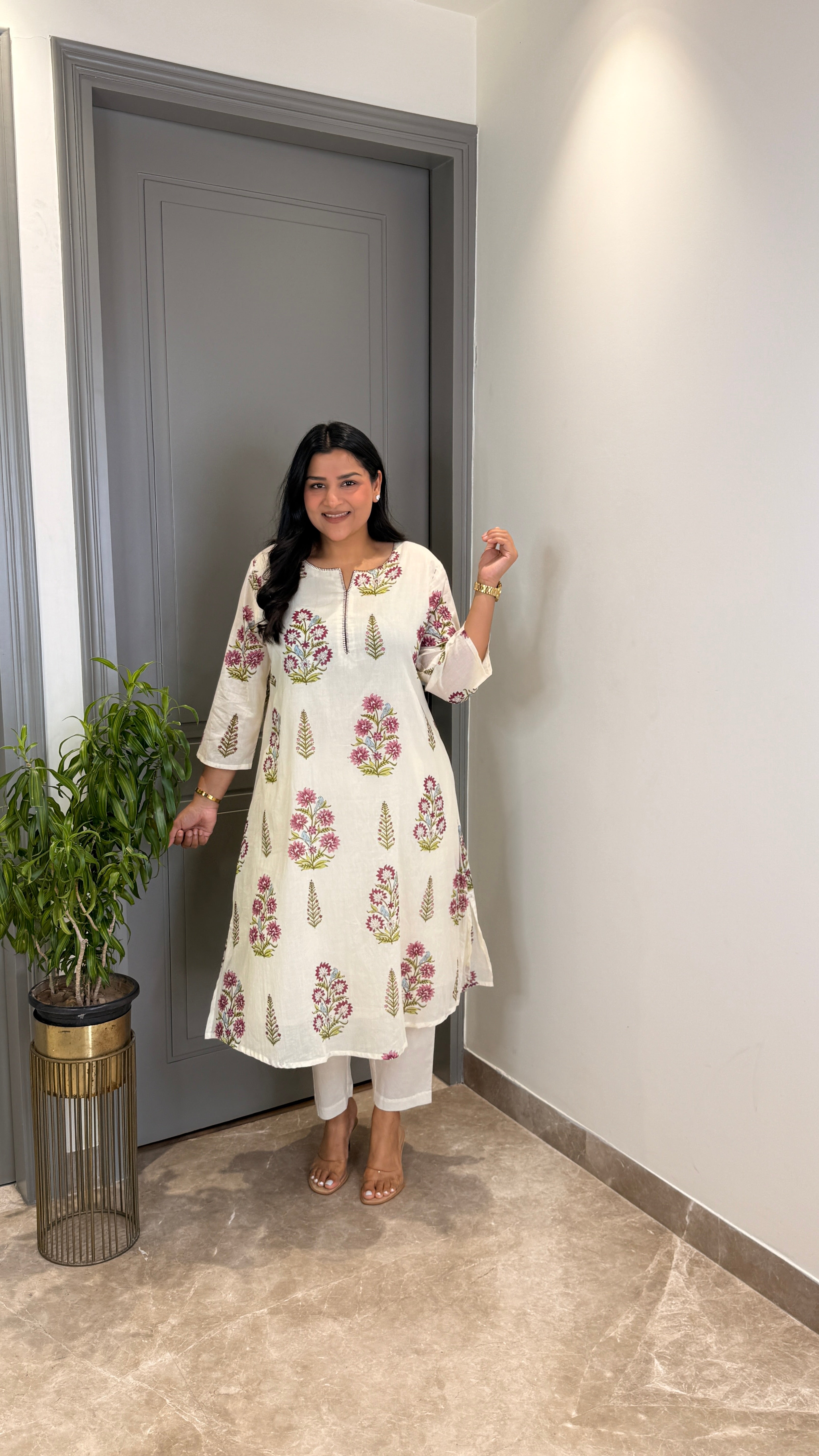 Purple Pure Mul Mughal Kurta Pants shrisa.in